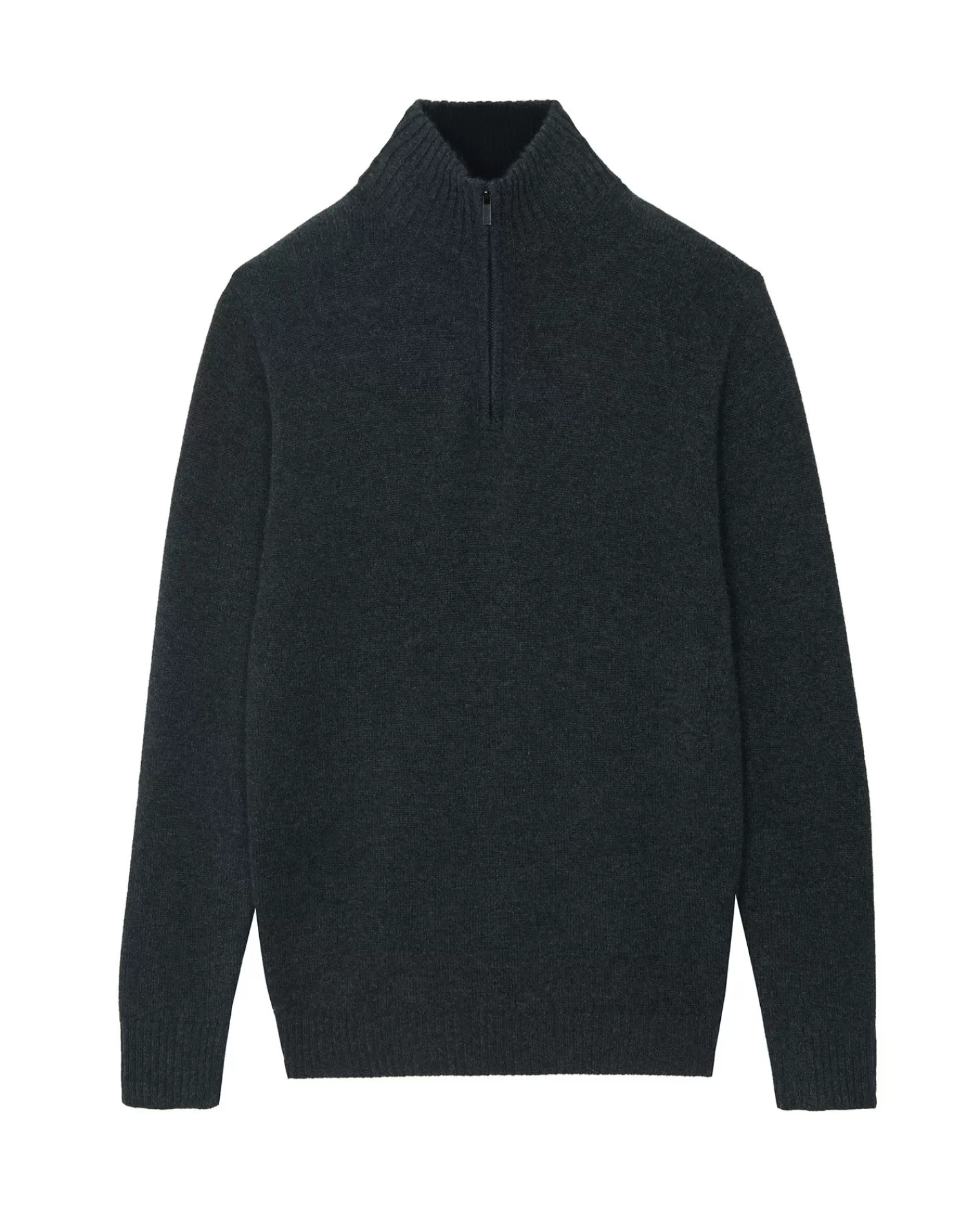 Kujten Sweaters & Sweatshirts>Man Plain Truck Collar Cashmere Sweater Gris Anthracite