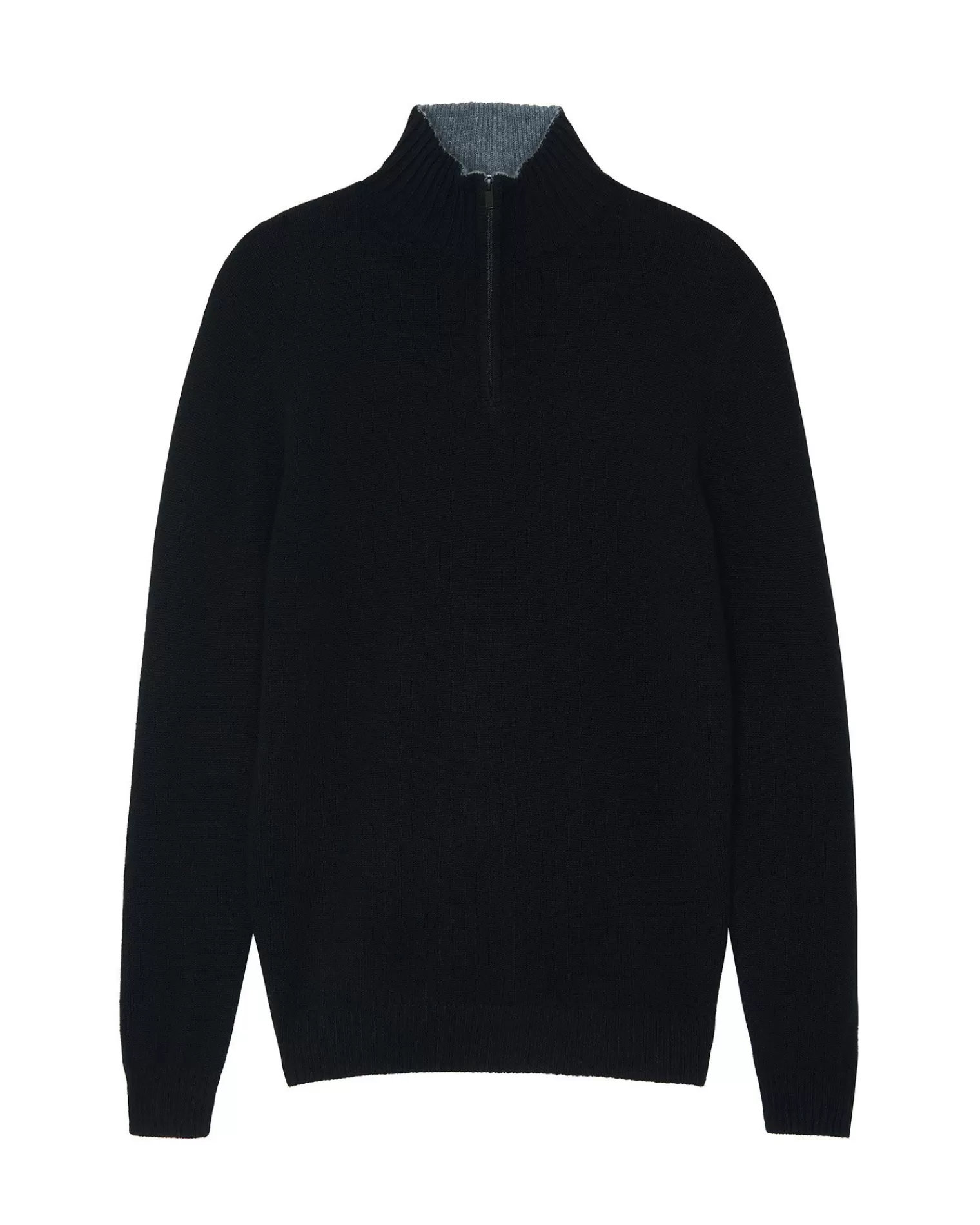 Kujten Sweaters & Sweatshirts>Man Plain Truck Collar Cashmere Sweater Noir