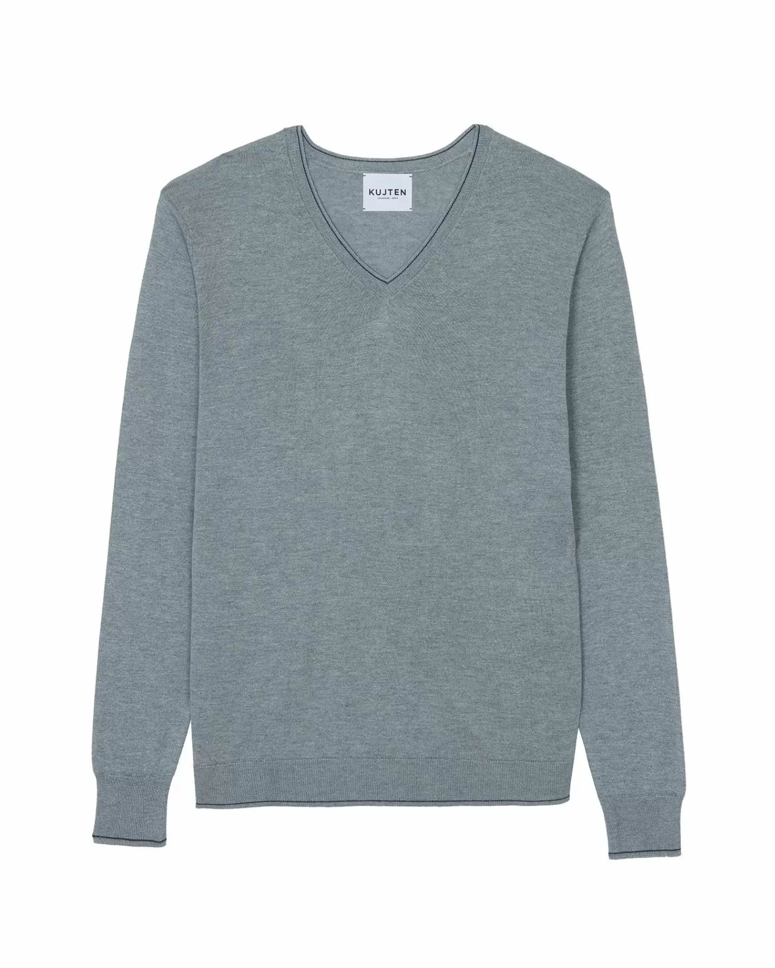 Kujten Sweaters & Sweatshirts>Man Silk & Cashmere V-Neck Sweater Gris Chine