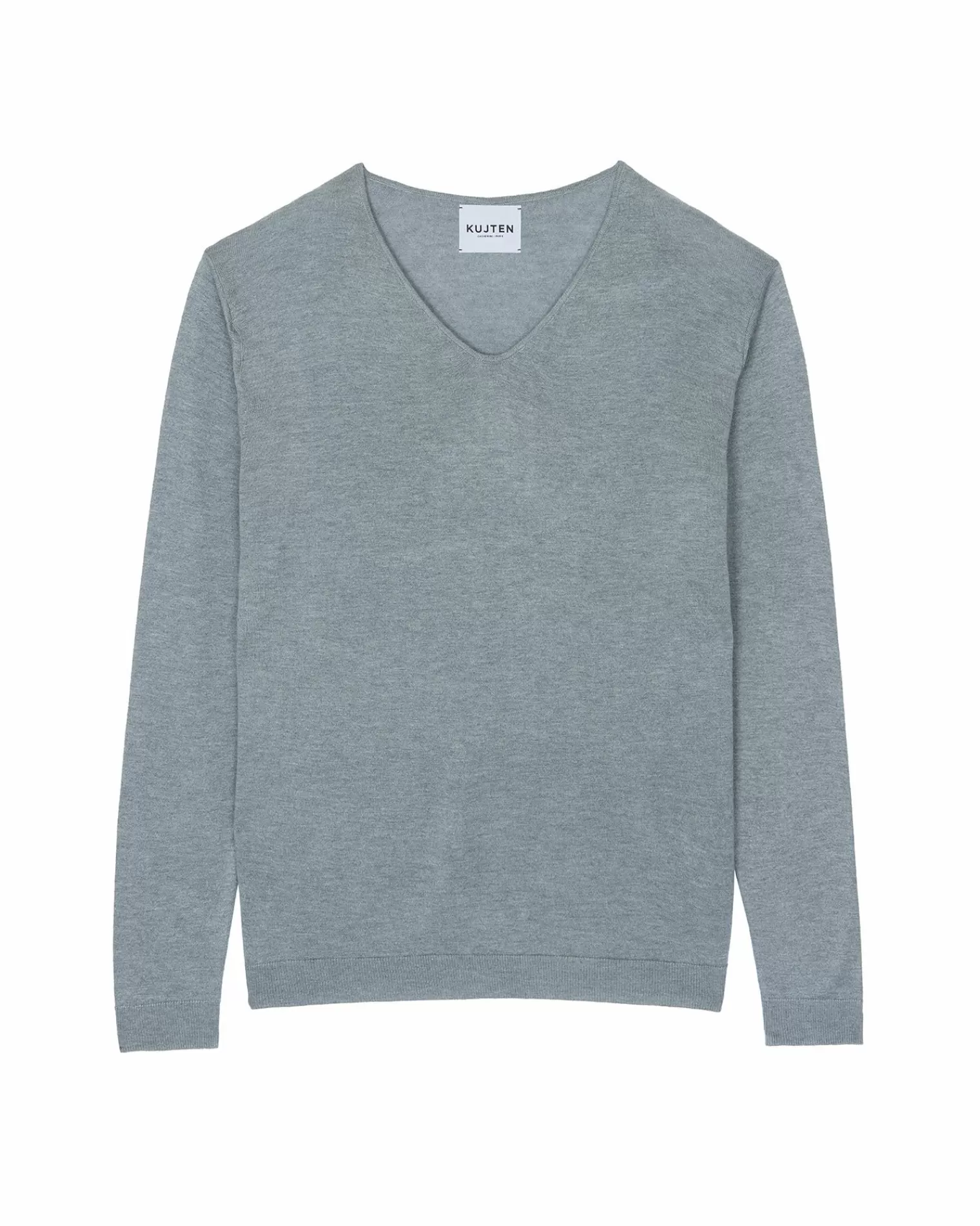 Kujten Sweaters & Sweatshirts>Man Silk & Cashmere V-Neck Sweater Gris Chine