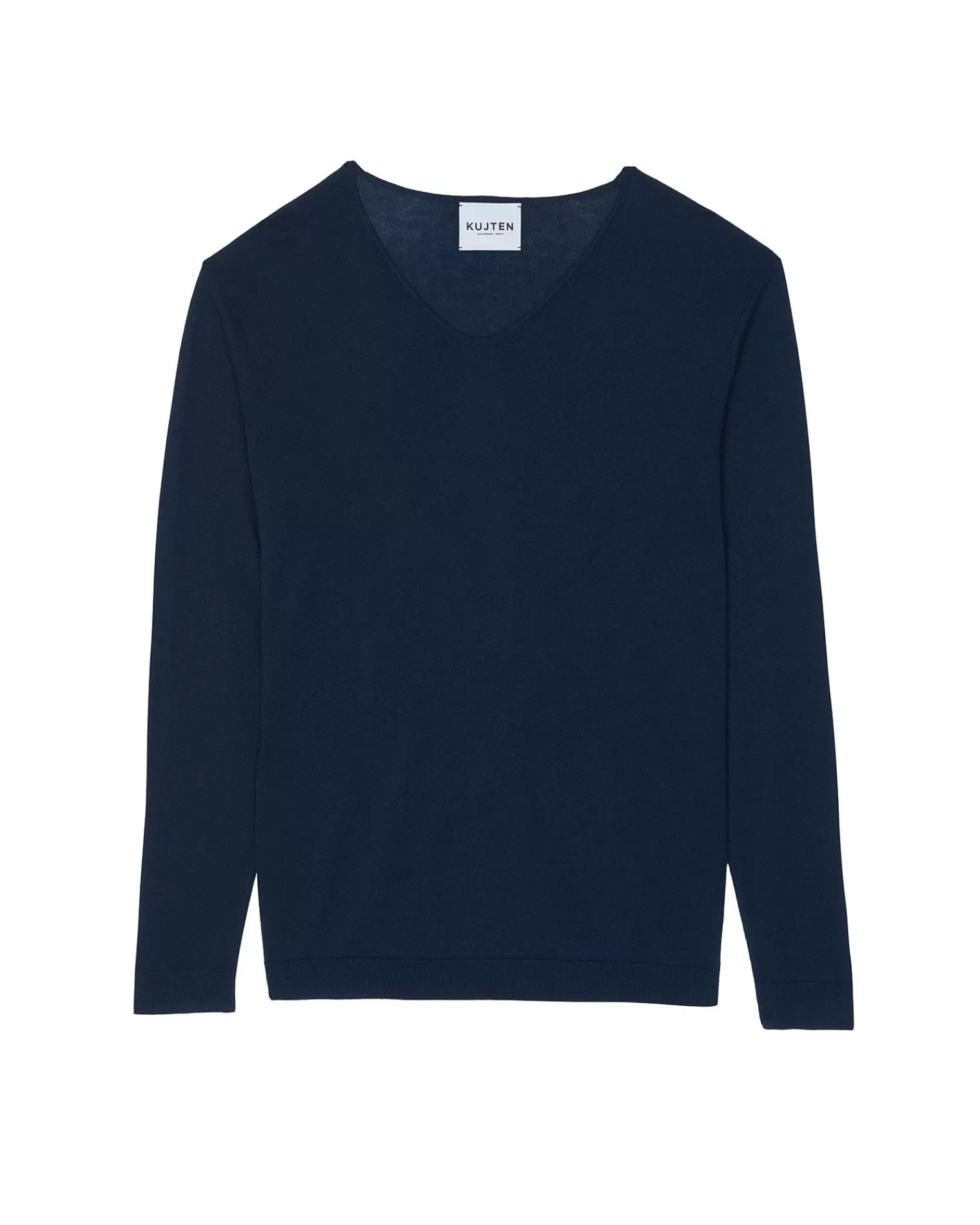 Kujten Sweaters & Sweatshirts>Man Silk & Cashmere V-Neck Sweater Bleu Marine Fonce