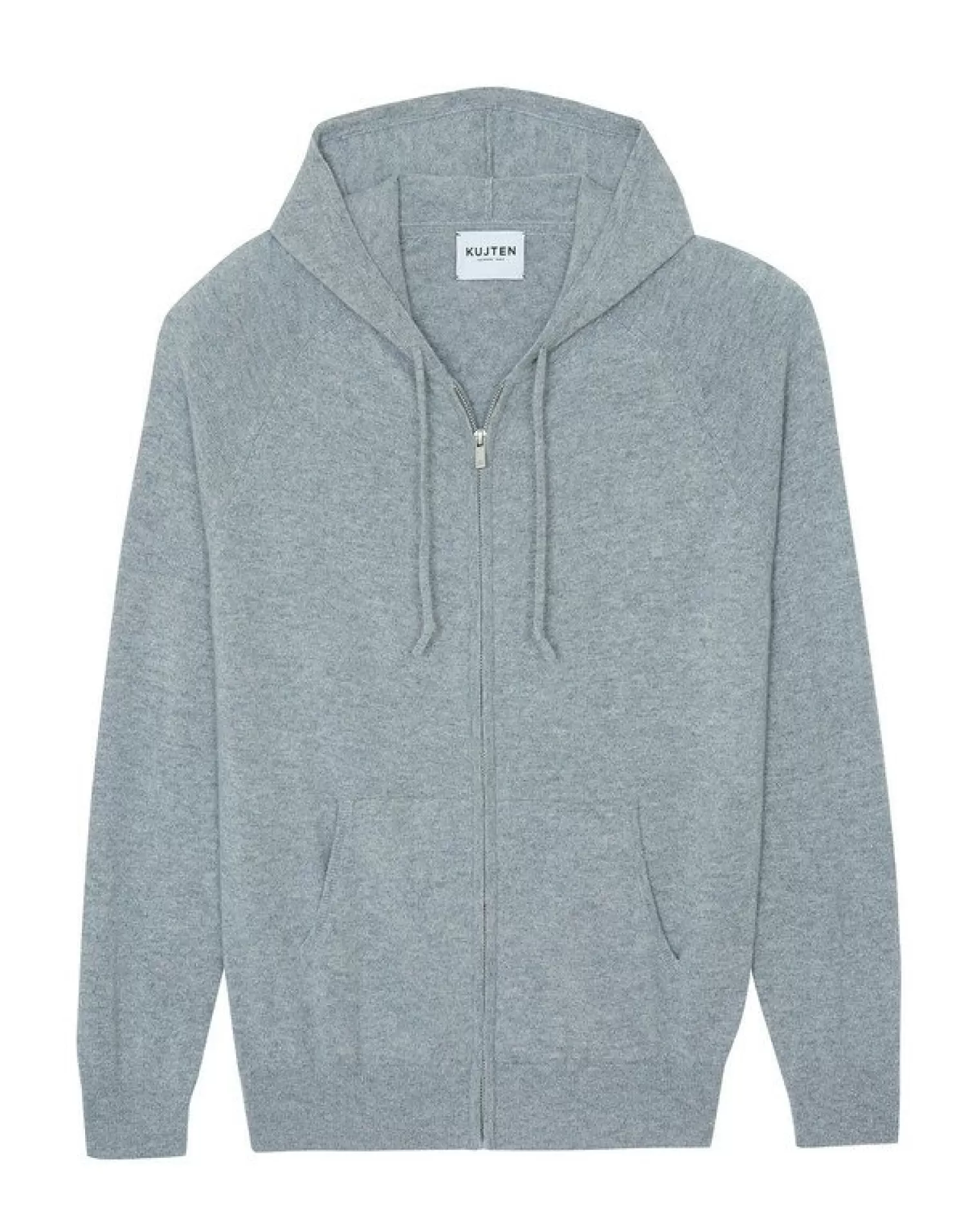 Kujten Hoodies>Man Zipped Hooded Cashmere Vest, 2-Threads Gris Chine