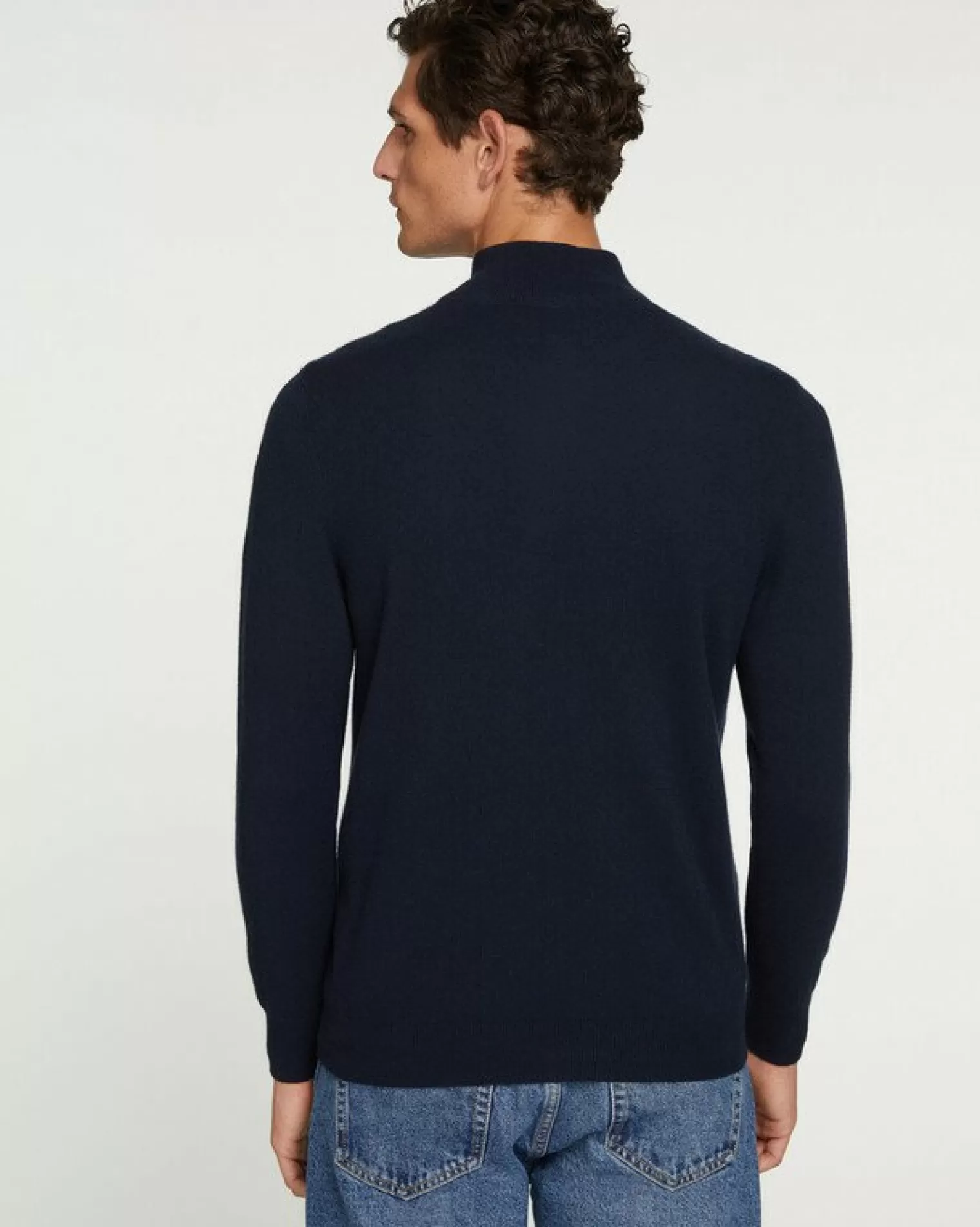 Kujten Sweaters & Sweatshirts>Men Cashmere Sweater, 2-Threads Bleu Marine Fonce