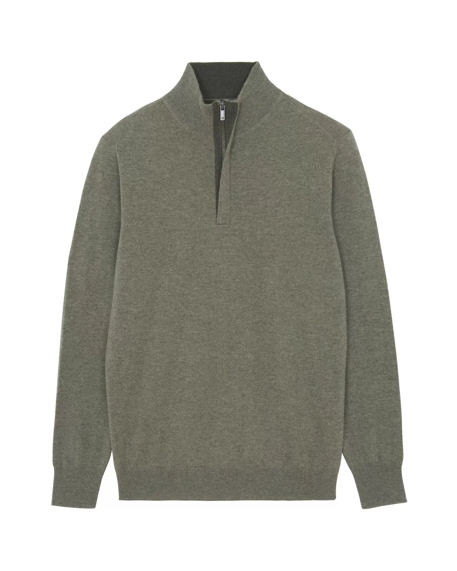 Kujten Sweaters & Sweatshirts>Men Cashmere Sweater , 2-Threads Kaki Chine