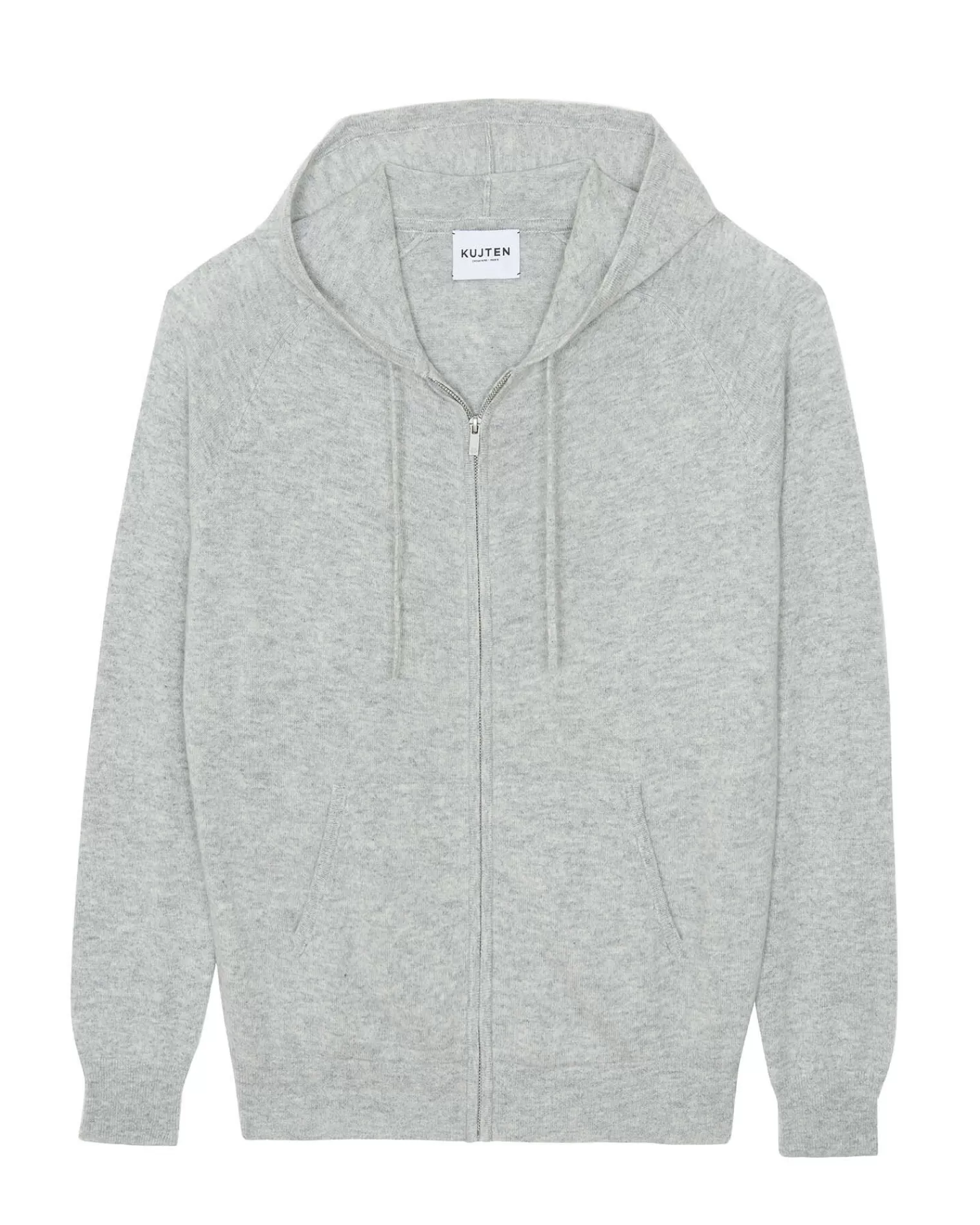 Kujten Hoodies>Men Cashmere Vest With Zipped Hood Gris Clair