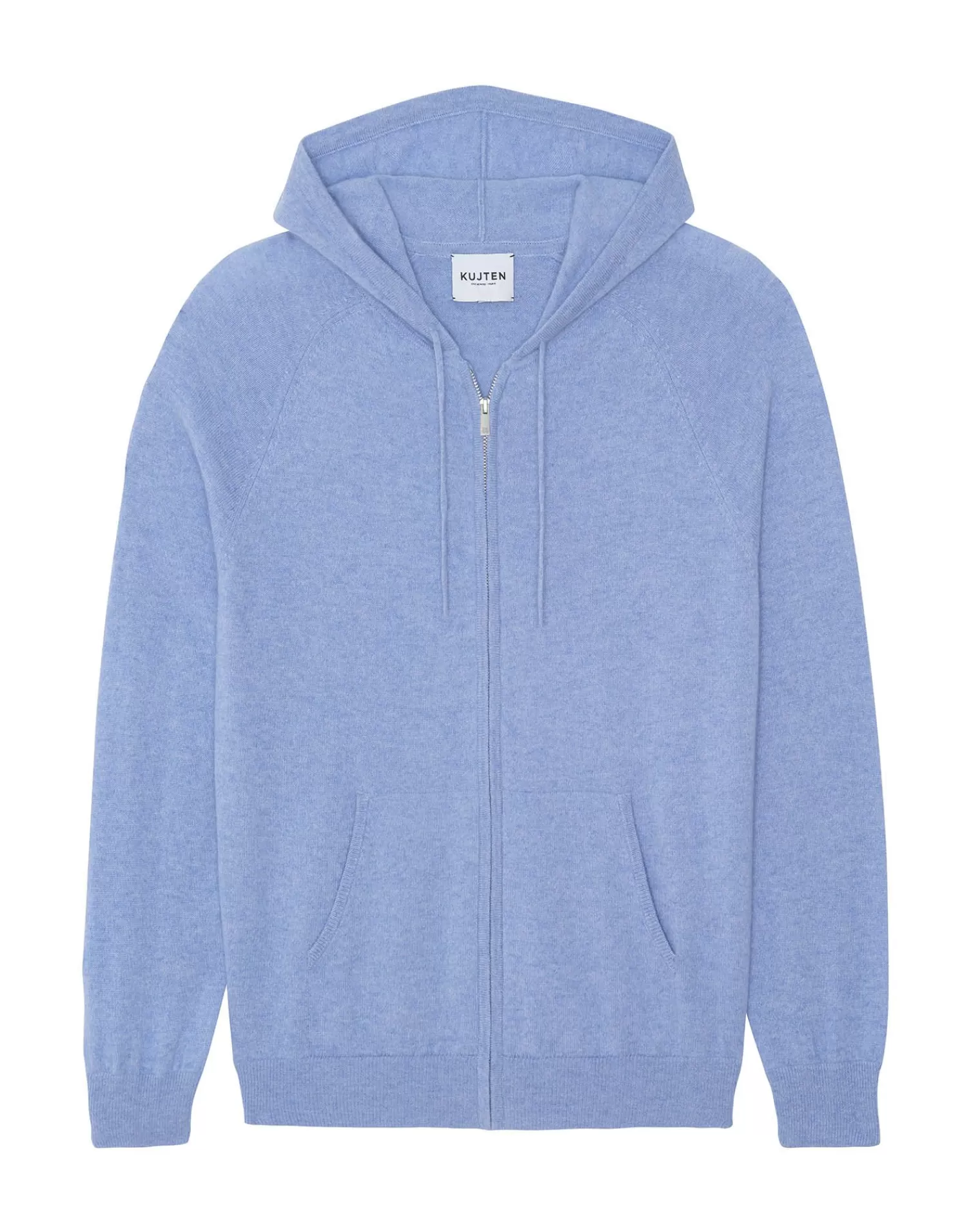 Kujten Hoodies>Men Cashmere Vest With Zipped Hood Ciel