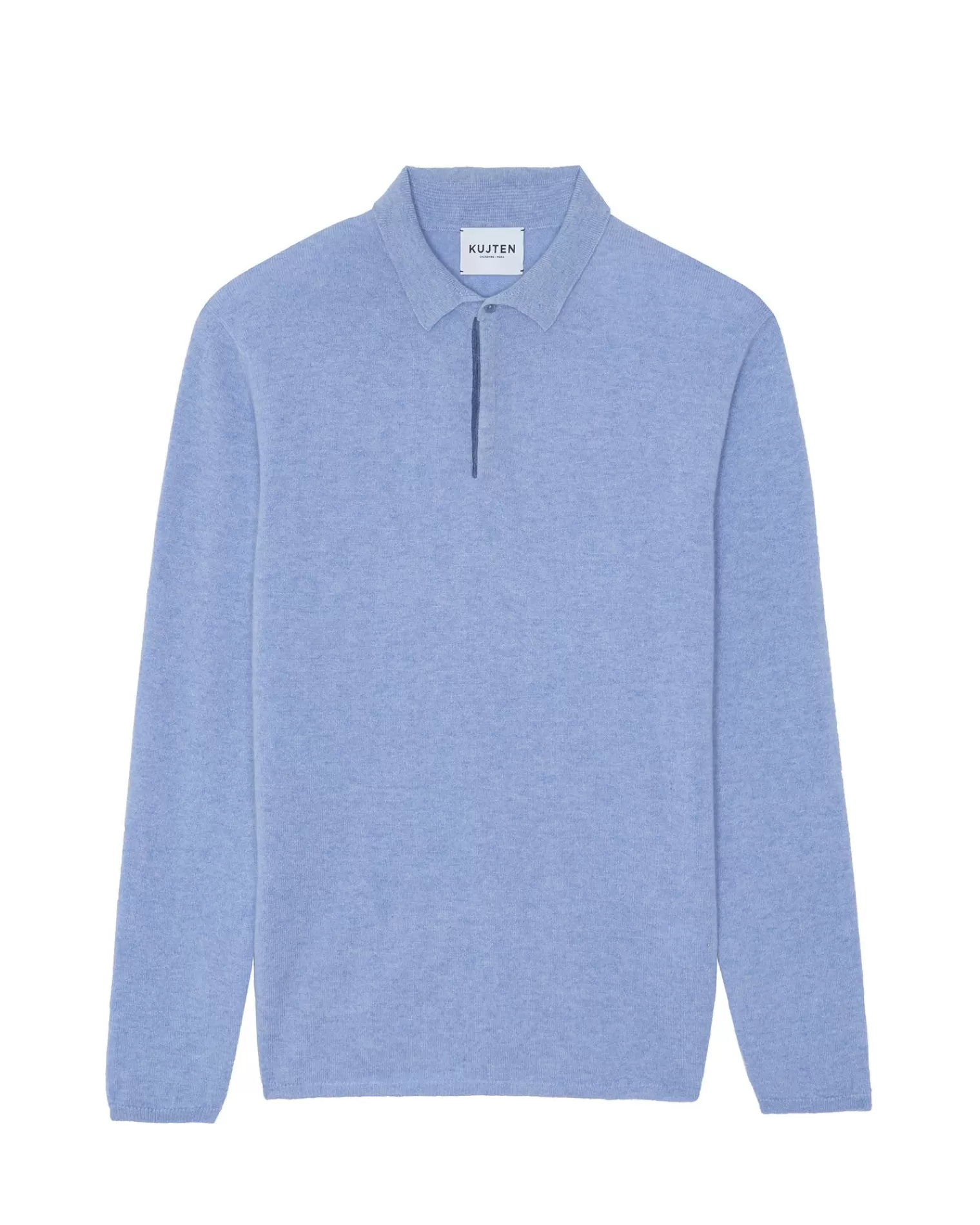 Kujten Sweaters & Sweatshirts>Men Long Sleeved Cashmere Polo Bleu Jeans