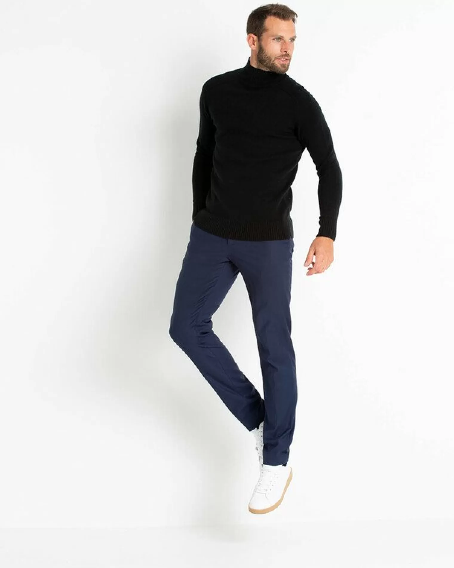 Kujten Sweaters & Sweatshirts>Men Plain High-Neck Cashmere Sweater Noir