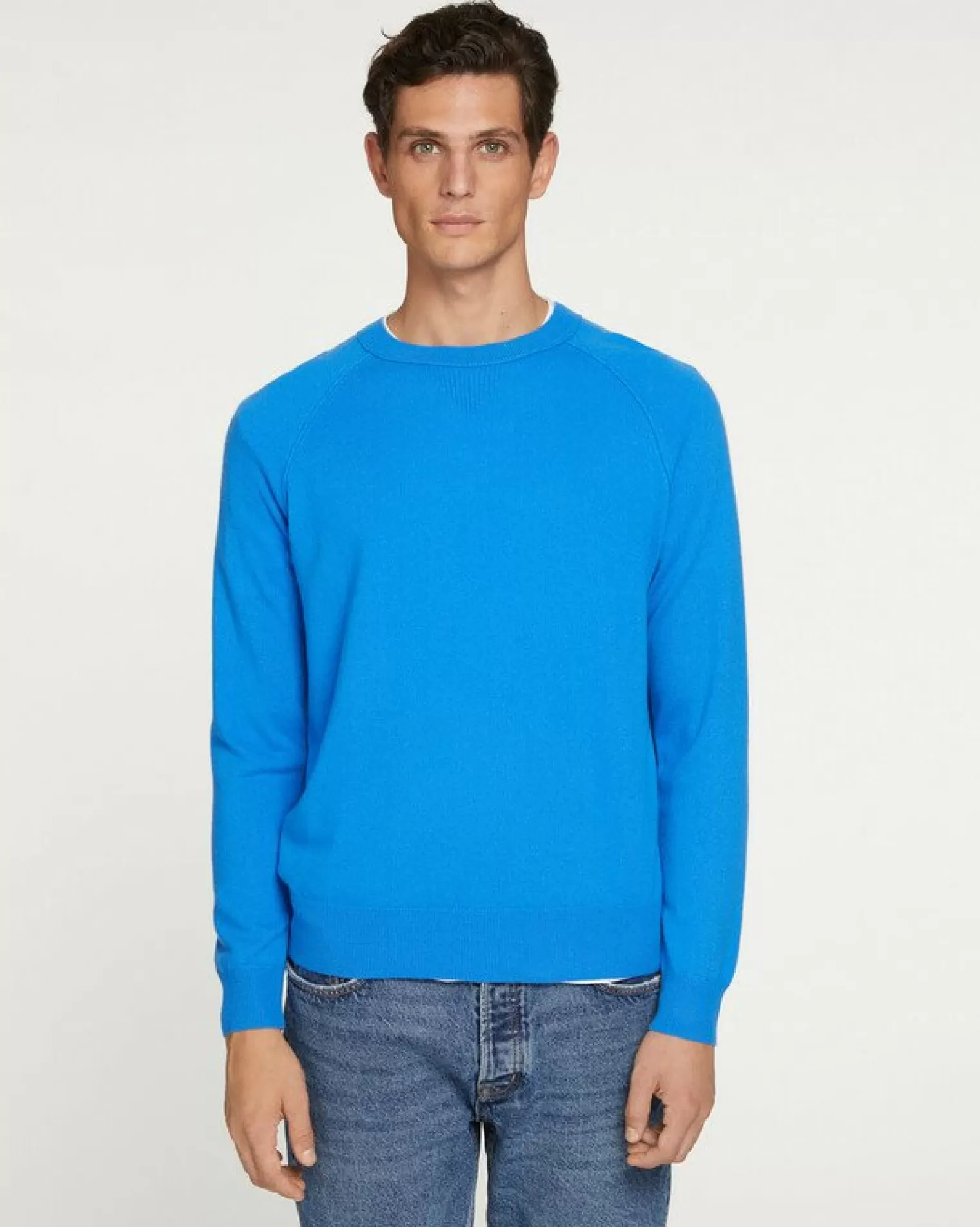 Kujten Sweaters & Sweatshirts>Men Round Neck Cashmere Sweater Bleu Kabalos