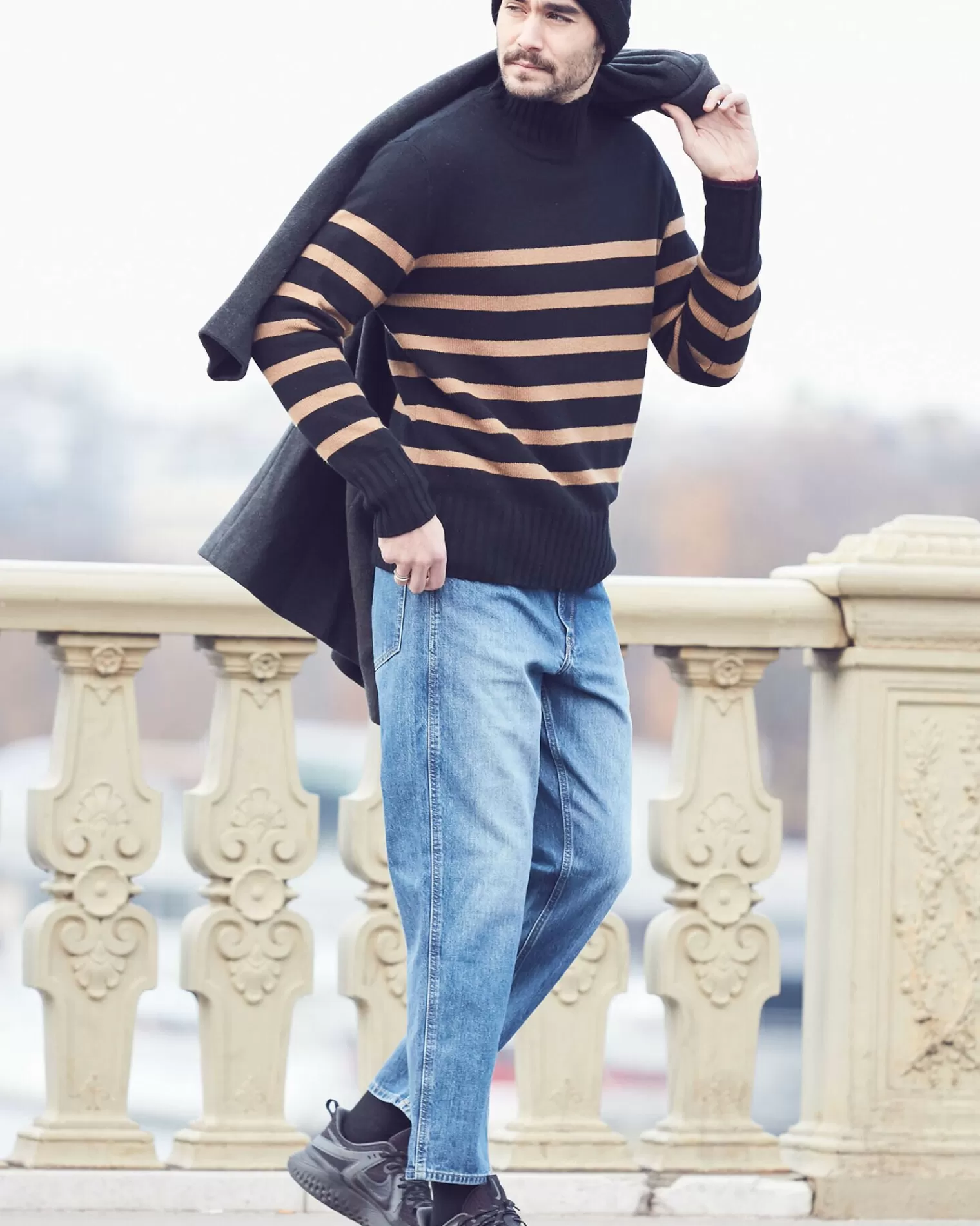 Kujten Sweaters & Sweatshirts>Men Sailor High-Neck Cashmere Sweater Bleu Marine Fonce