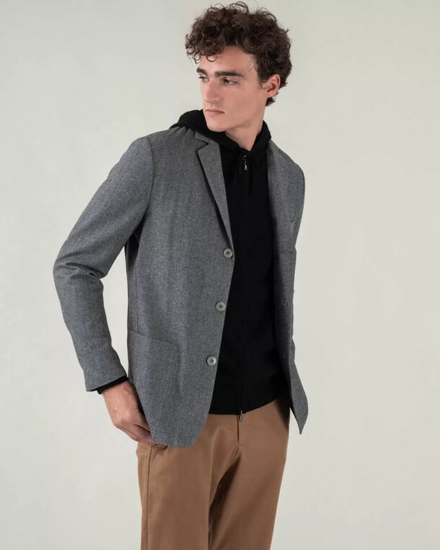 Kujten Coats>Men Shawl Collar Cashmere Blazer Jacket Gris Square