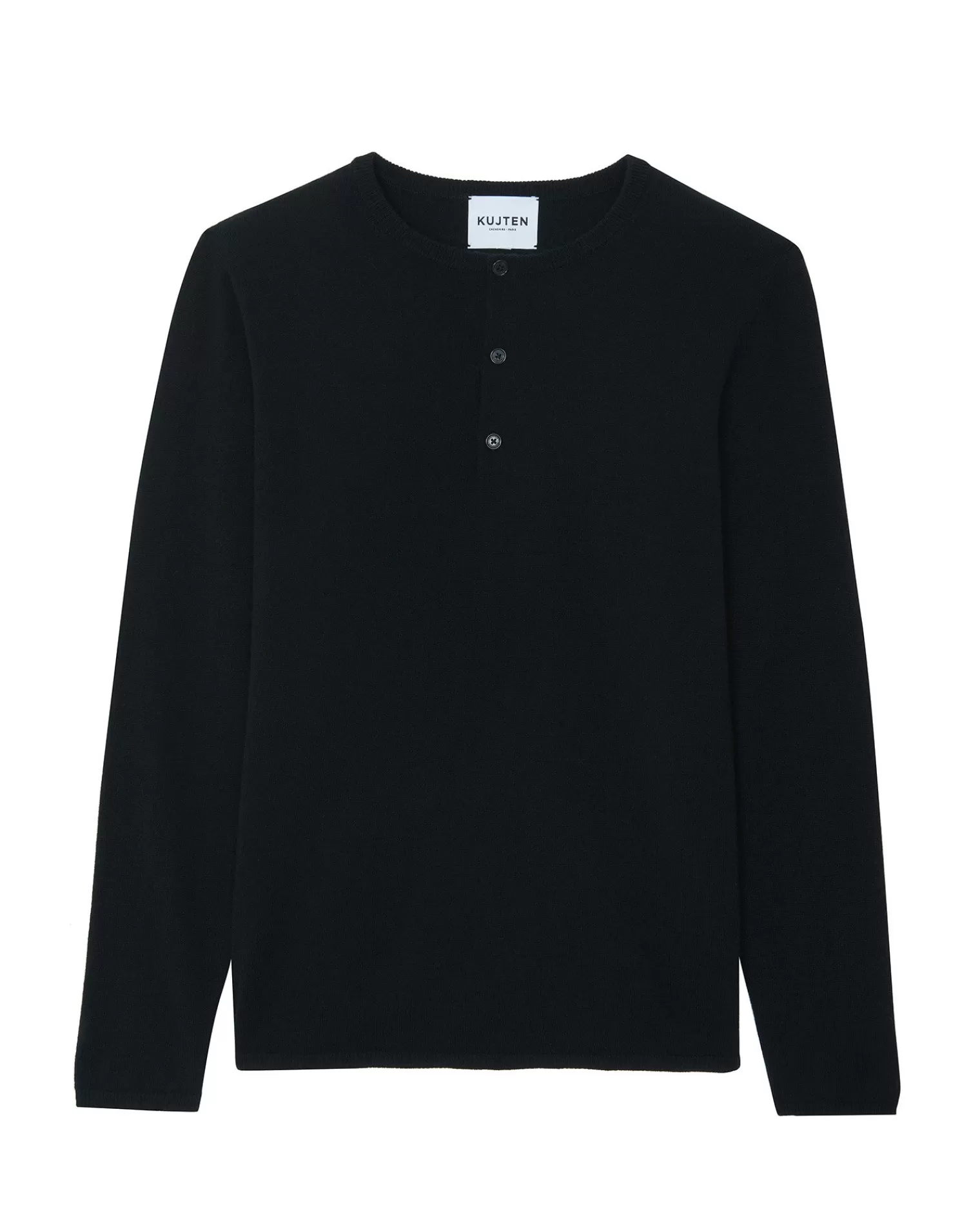 Kujten Sweaters & Sweatshirts>Men Tunisian Collar Cashmere Sweater Noir