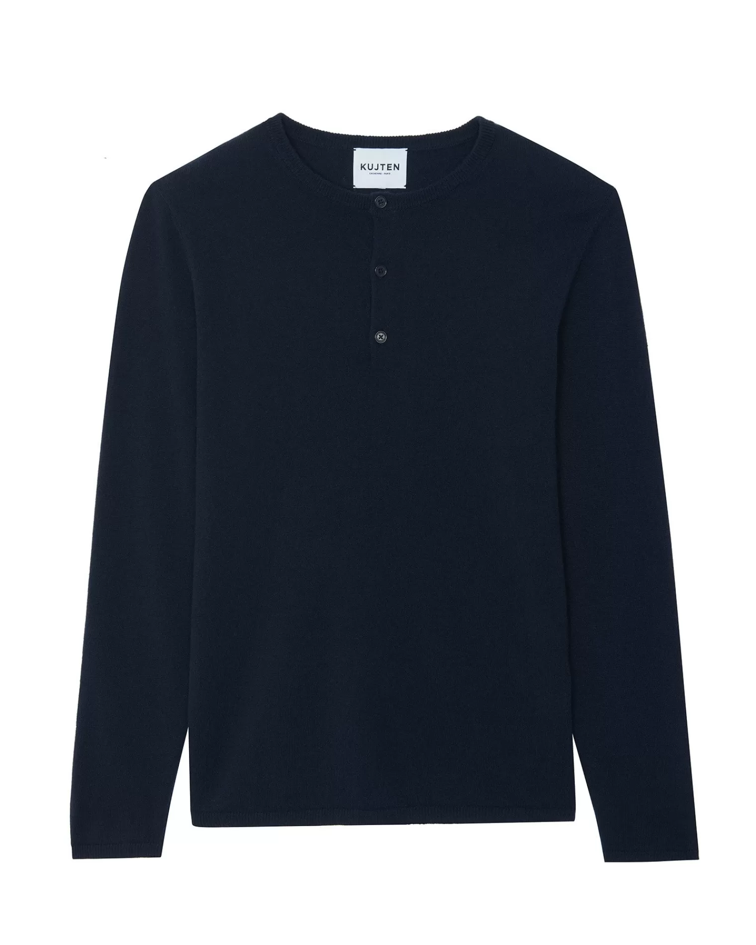 Kujten Sweaters & Sweatshirts>Men Tunisian Collar Cashmere Sweater Bleu Marine Fonce