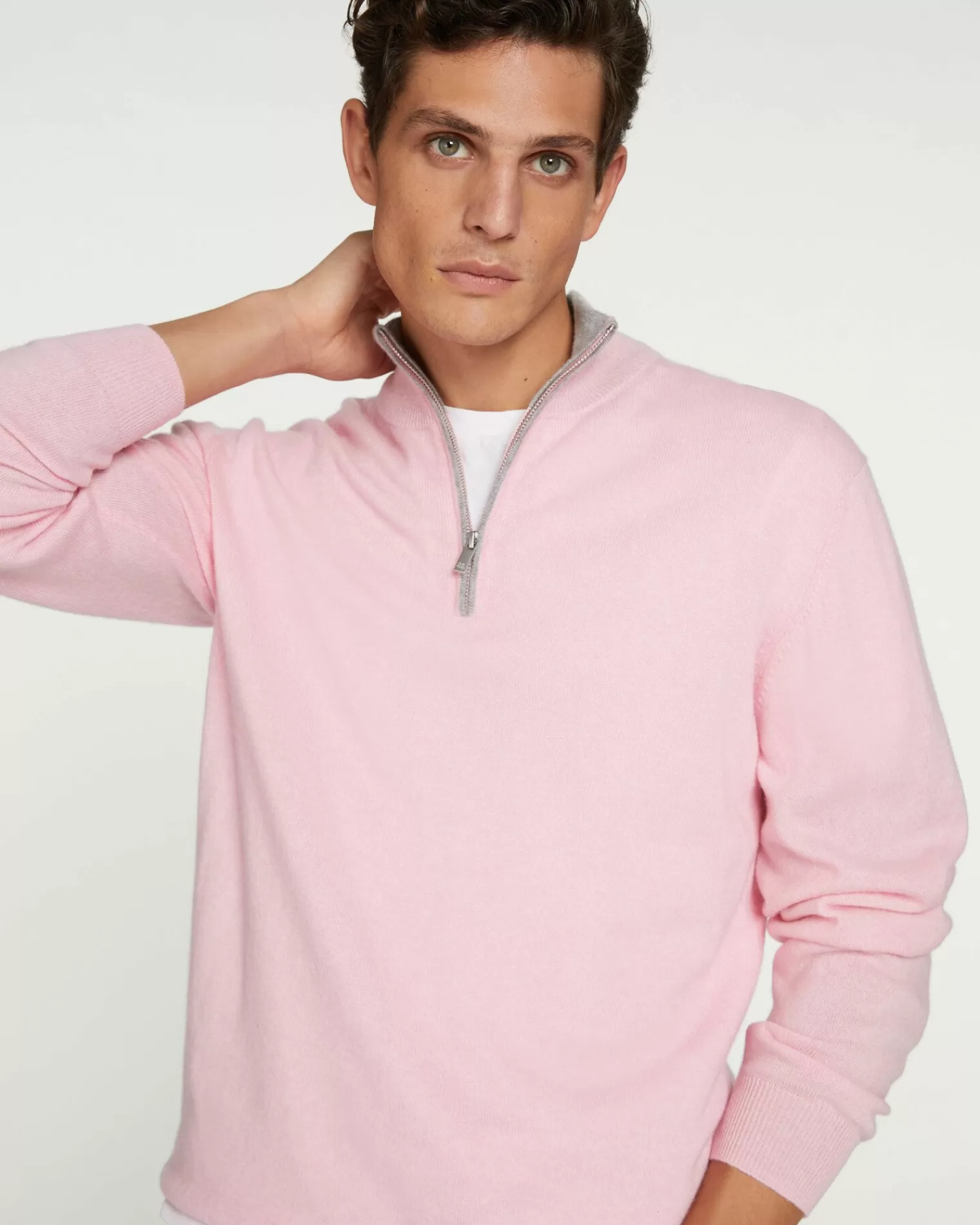 Kujten Sweaters & Sweatshirts>Men Turtleneck Cashmere Sweater Candy Pink