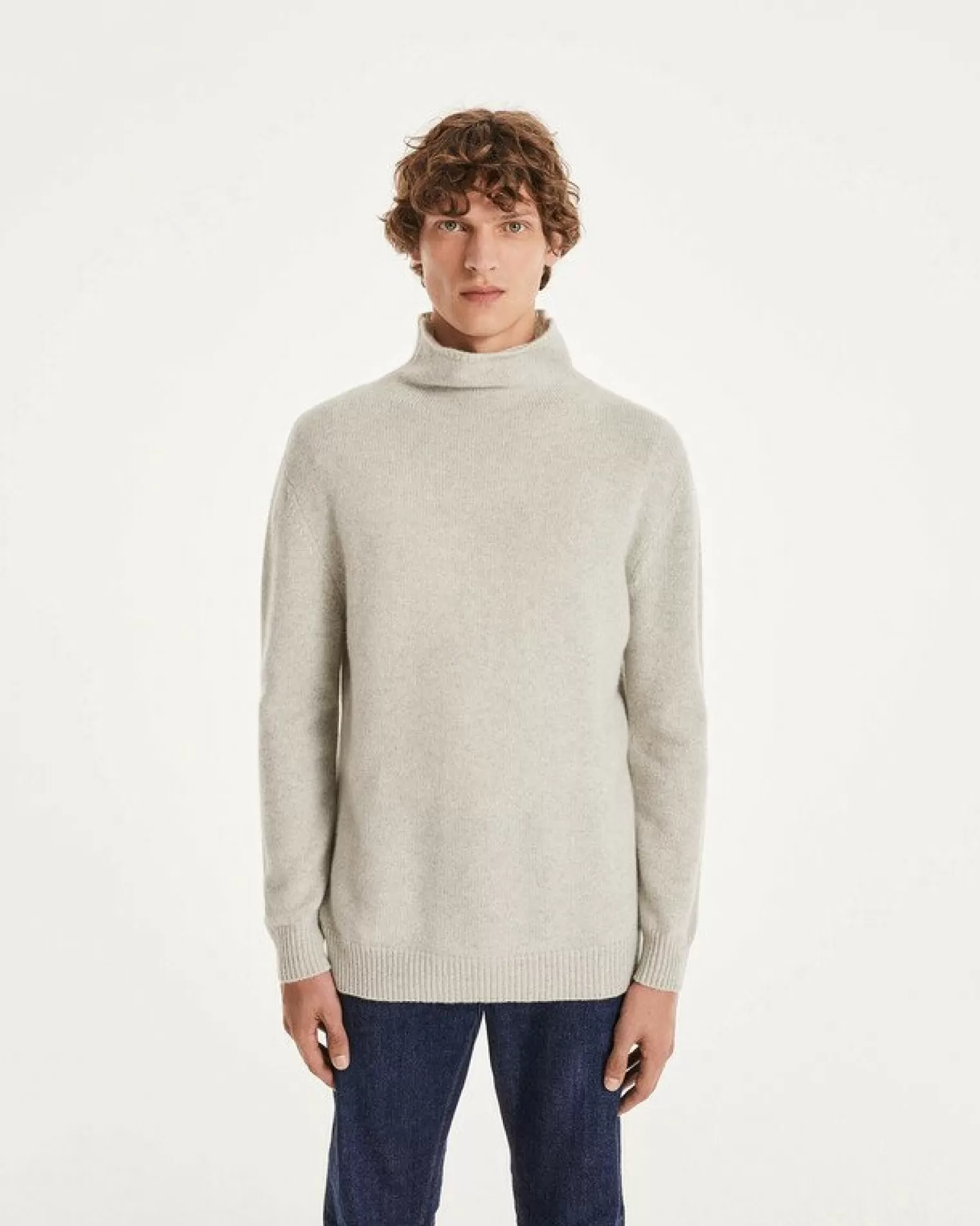 Kujten Sweaters & Sweatshirts>Men Turtleneck Cashmere Sweater Gris Bouleau