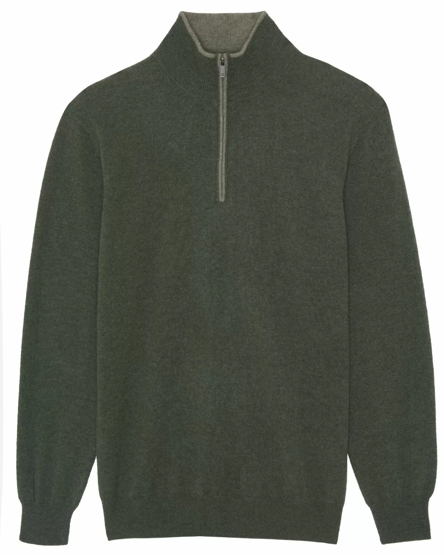 Kujten Sweaters & Sweatshirts>Men Turtleneck Cashmere Sweater, 2-Threads Kaki Fonce