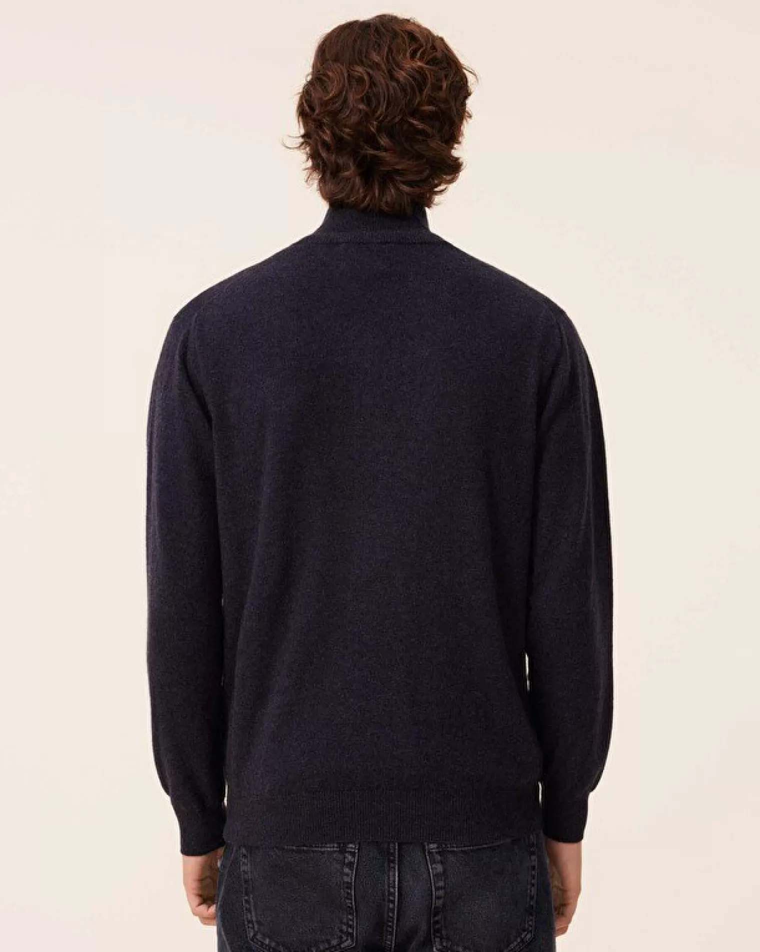 Kujten Sweaters & Sweatshirts>Men Turtleneck Cashmere Sweater, 2-Threads Ocean