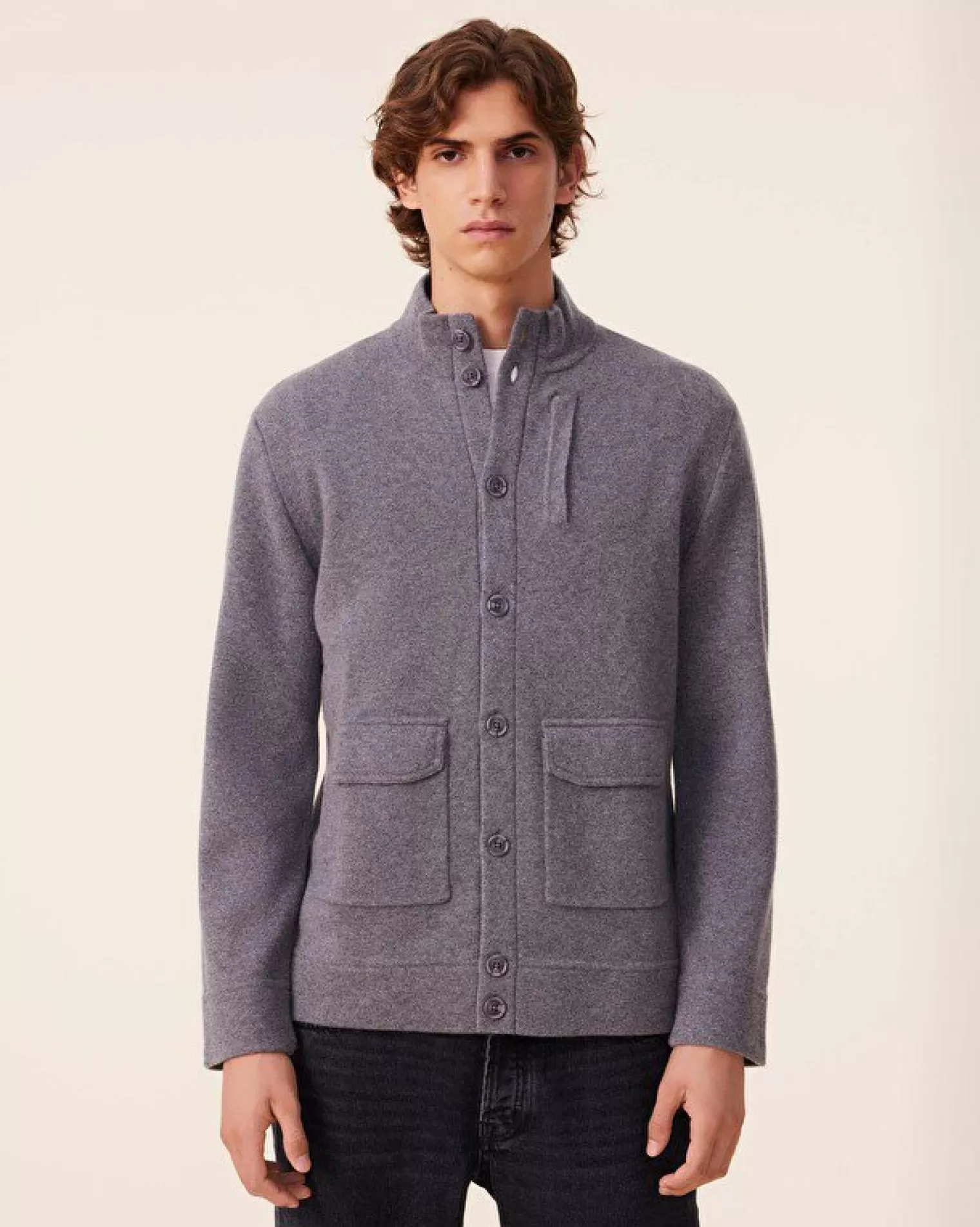 Kujten Jackets & Vests>Milano Cashmere Jacket, 2-Threads Gris Flanelle