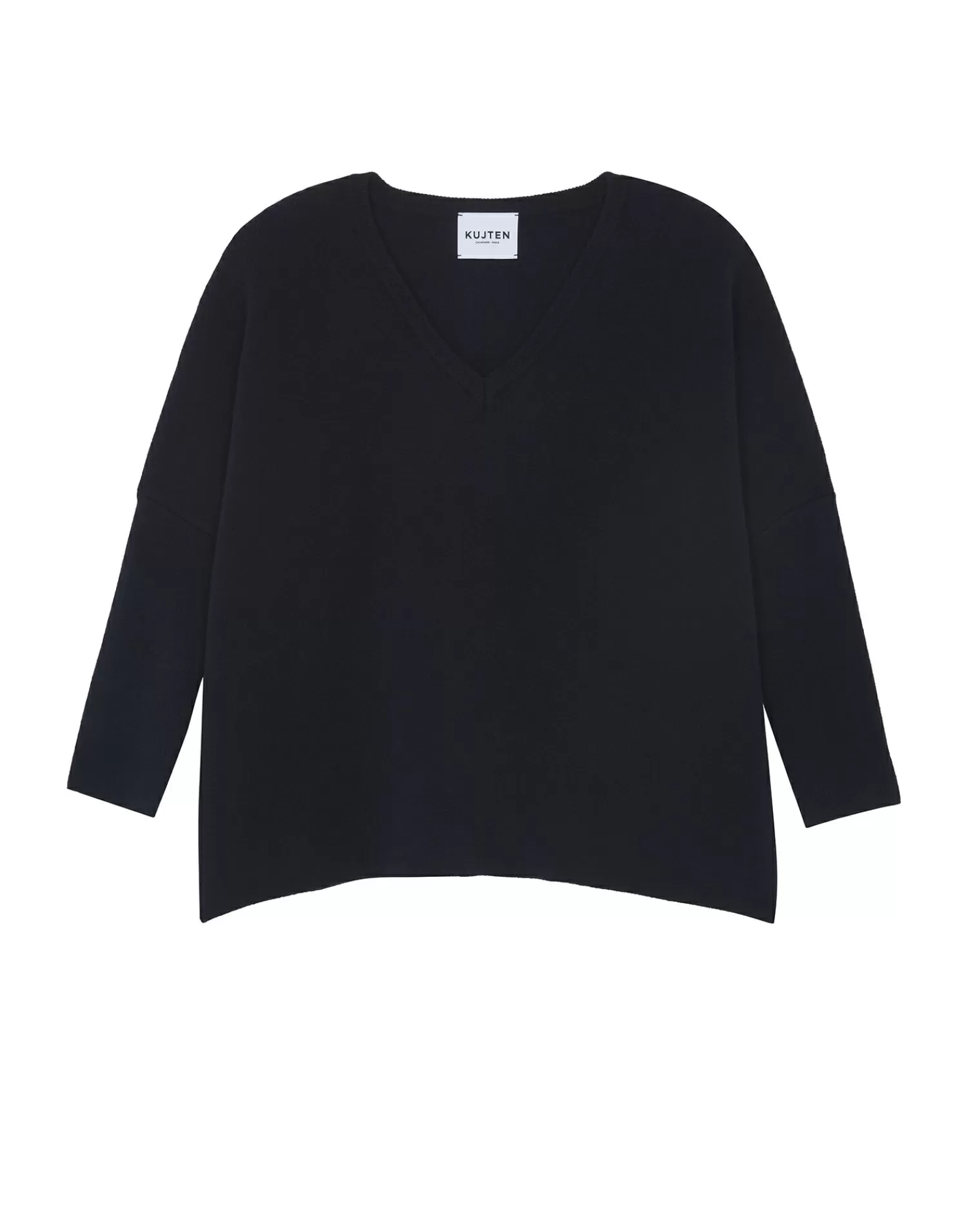 Kujten Sweaters & Sweatshirts>Milano Oversized V-Neck Cashmere Sweater, 2-Threads Bleu Marine Fonce