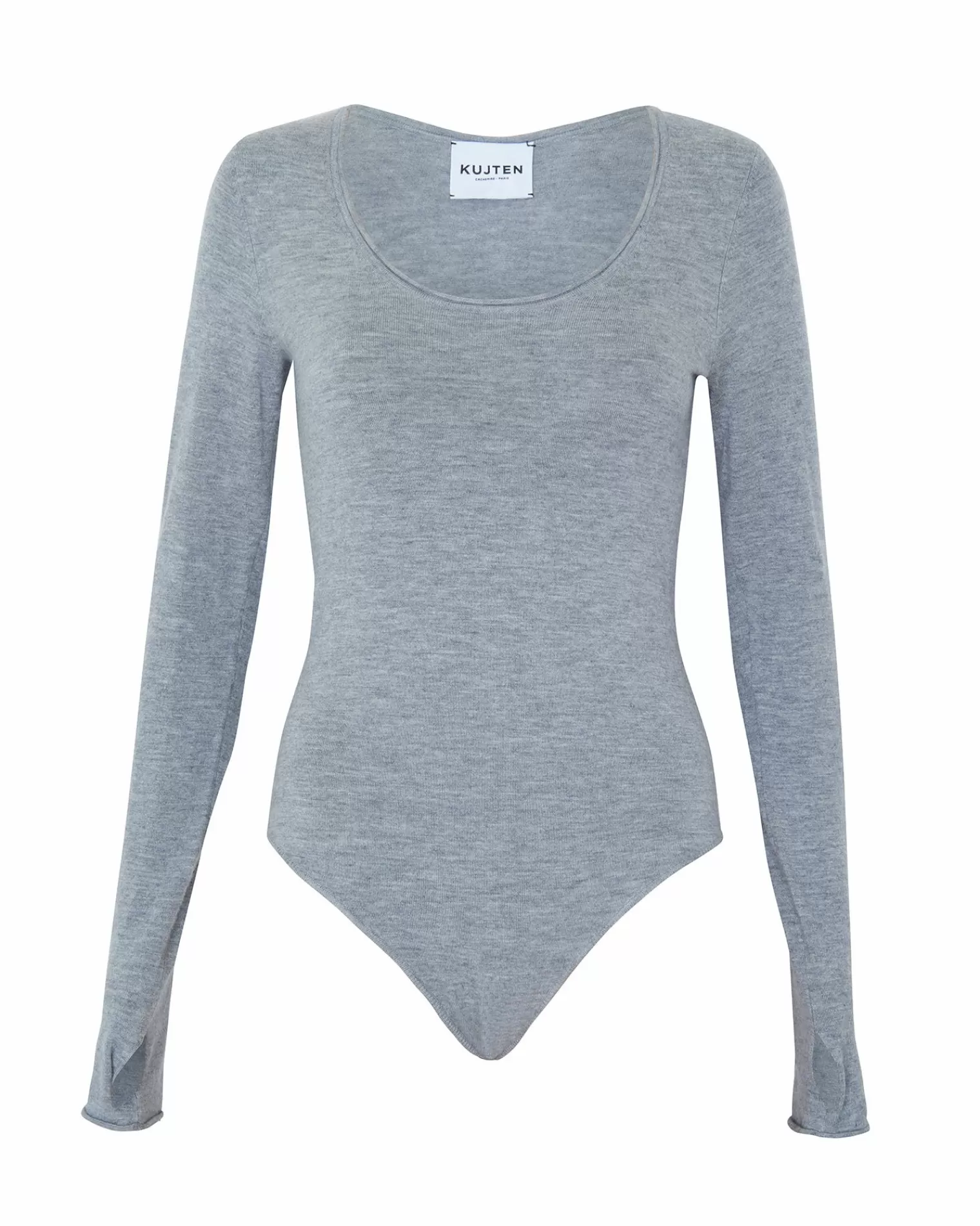 Kujten Body>Mittens Sleeves U Neck Cashmere Body Gris Chine