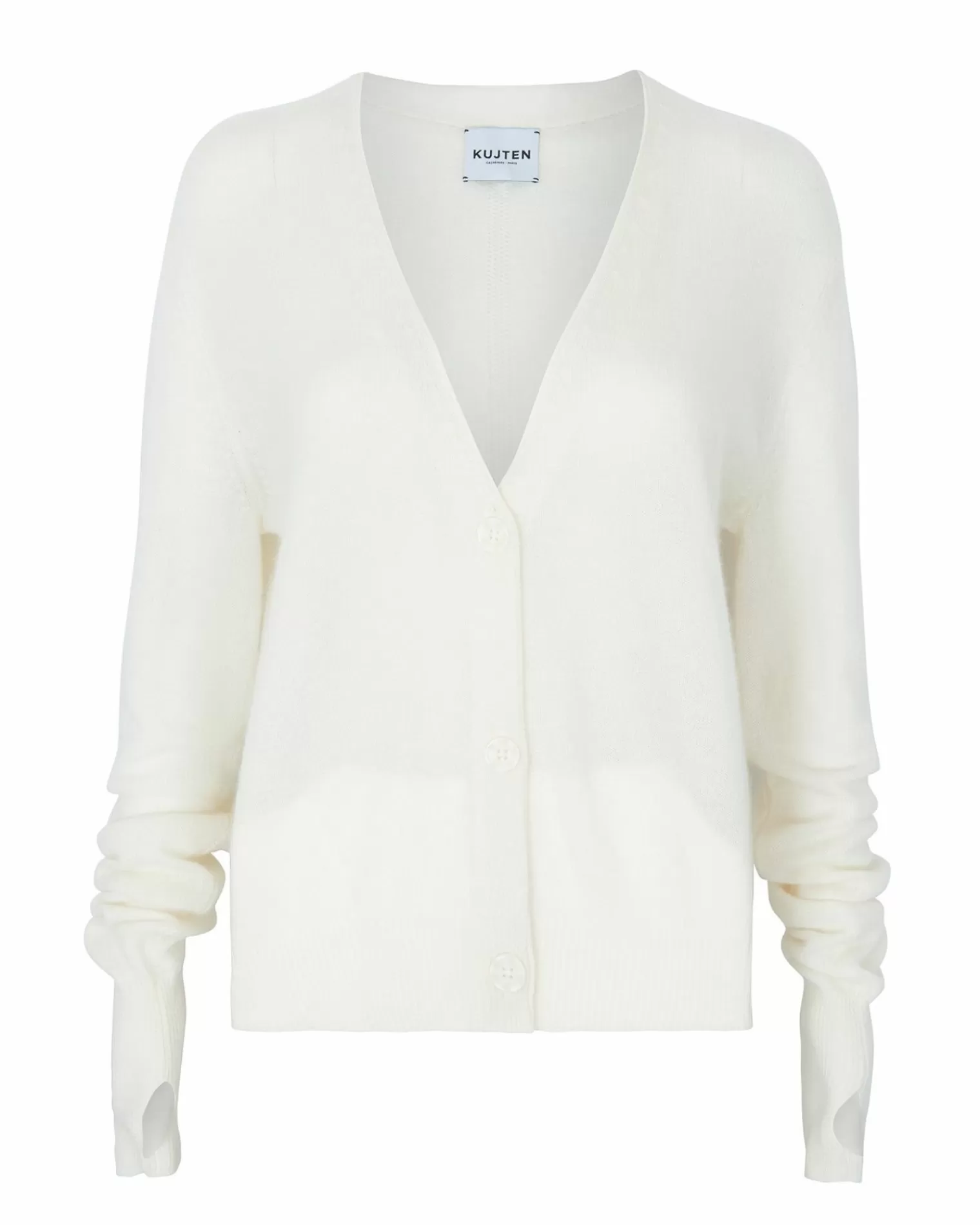 Kujten Jackets & Vests>Mittens Sleeves Woman Cashmere Cardigan Blanc