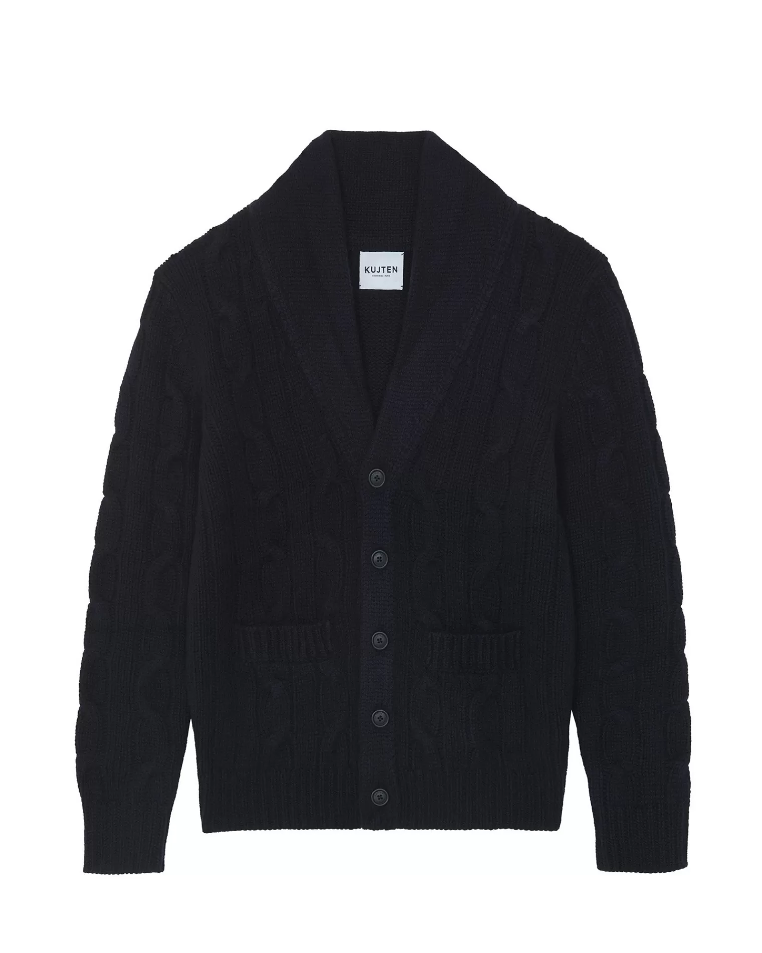 Kujten Jackets & Vests>Organic Shawl Collar Cashmere Cardigan Bleu Marine Fonce