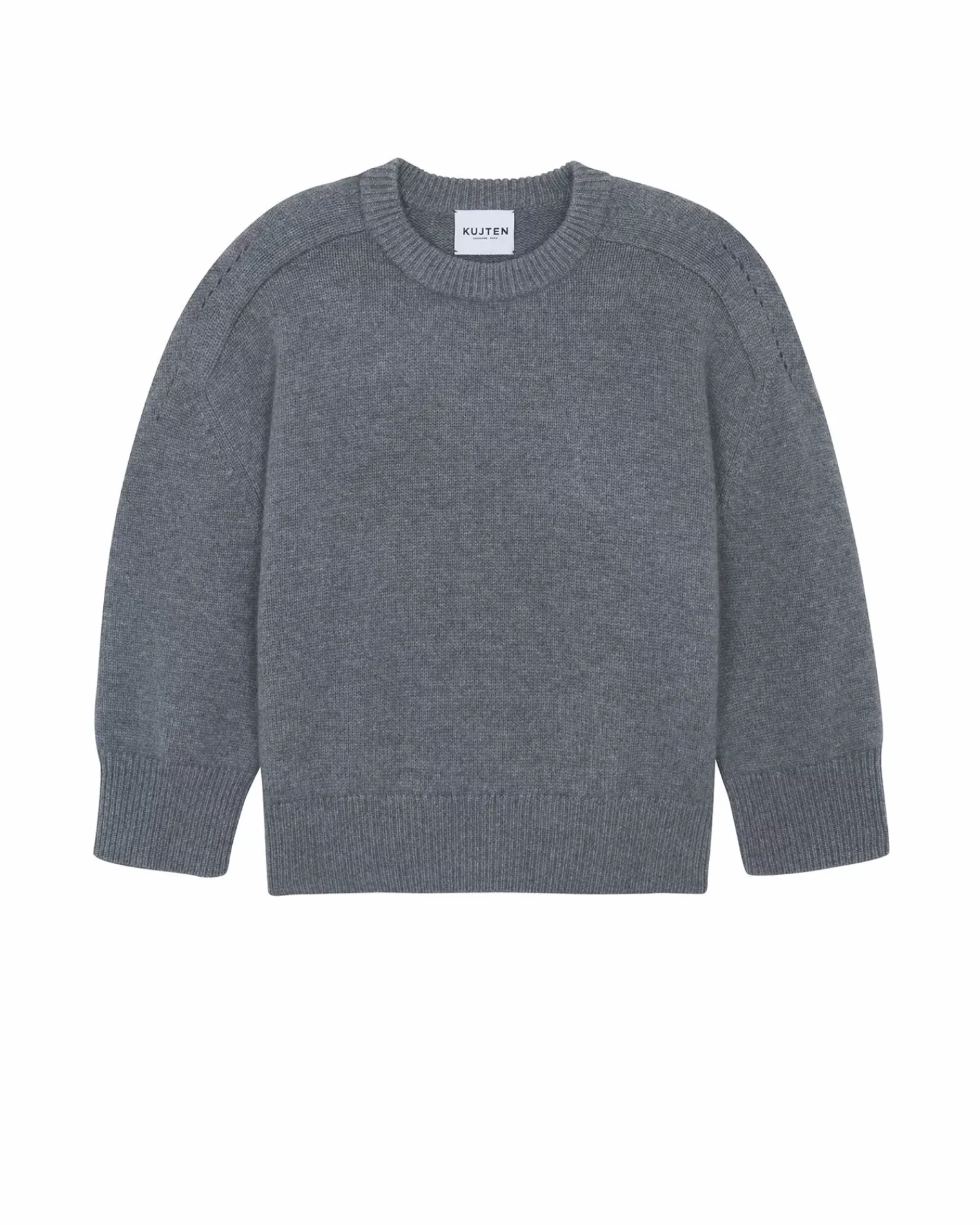 Kujten Sweaters & Sweatshirts>Oversize Round Neck Cashmere Sweater, 8-Threads Gris Flanelle