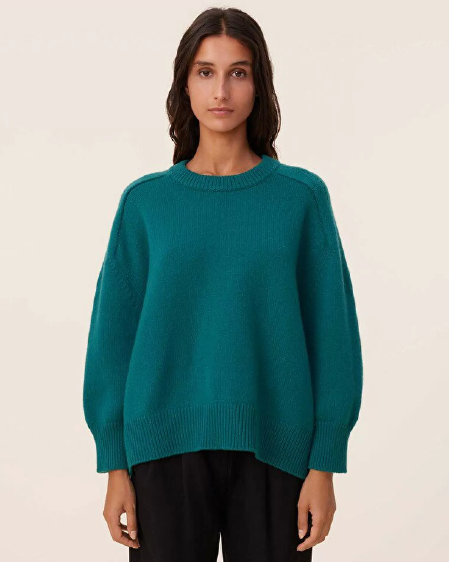 Kujten Sweaters & Sweatshirts>Oversize Round Neck Cashmere Sweater, 8-Threads Vert Perroquet