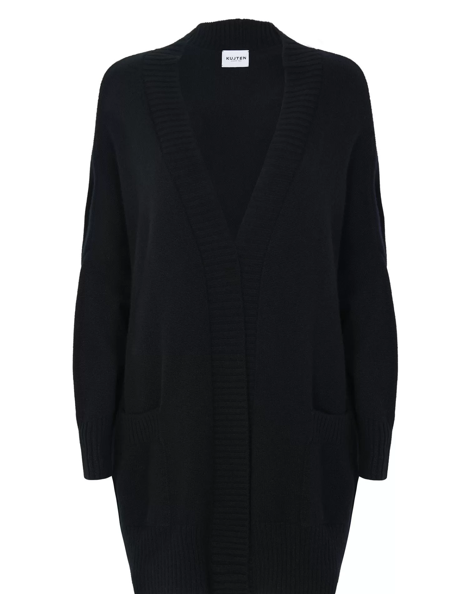 Kujten Jackets & Vests>Oversize Shawl Collar Cashmere Vest, 4-Threads Noir