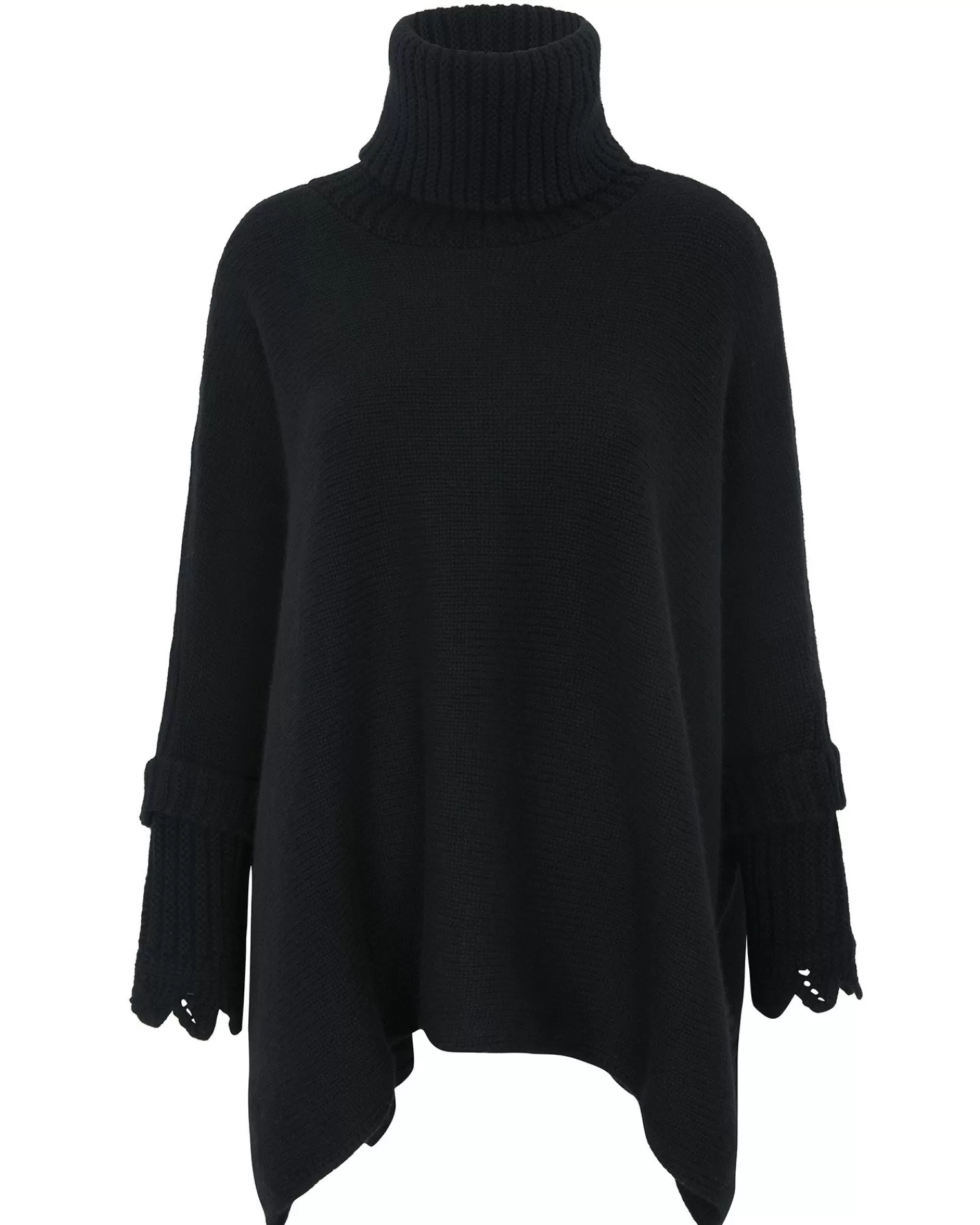 Kujten Capes & Ponchos>Oversize Turtleneck Cashmere Poncho, 10-Threads Noir