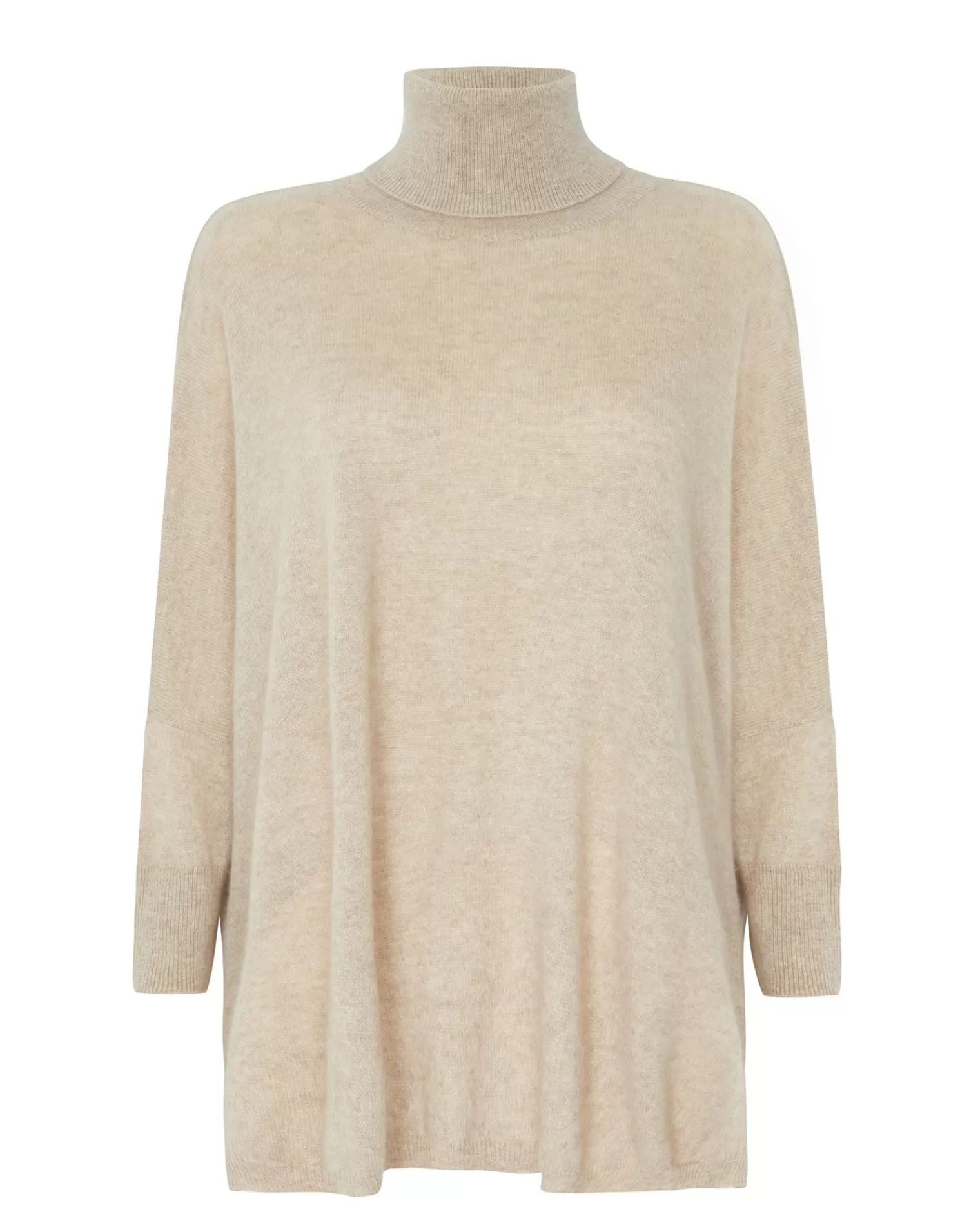 Kujten Sweaters & Sweatshirts>Oversize Turtleneck Cashmere Sweater Beige Chine