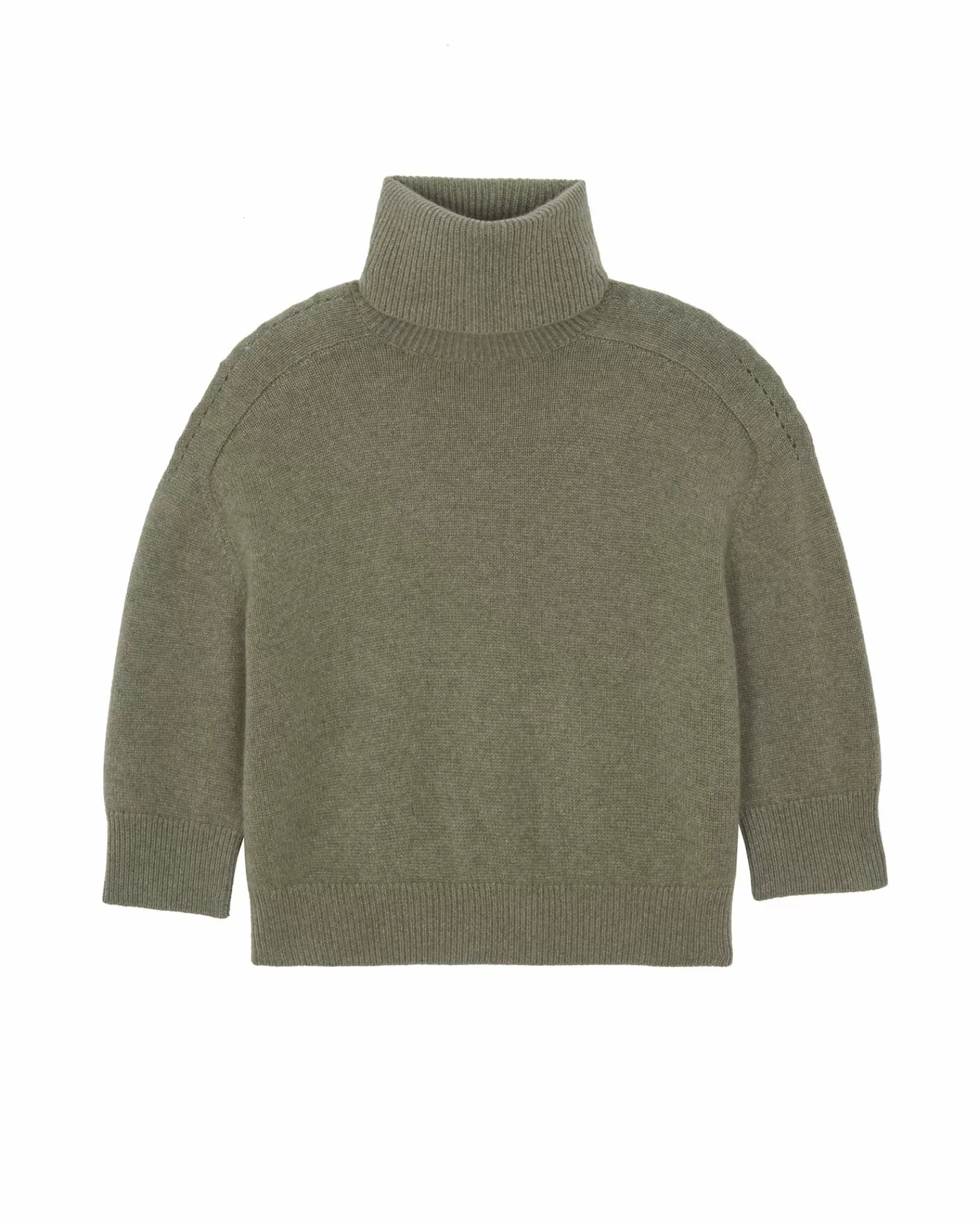 Kujten Sweaters & Sweatshirts>Oversize Turtleneck Cashmere Sweater, 8-Threads Kaki Chine