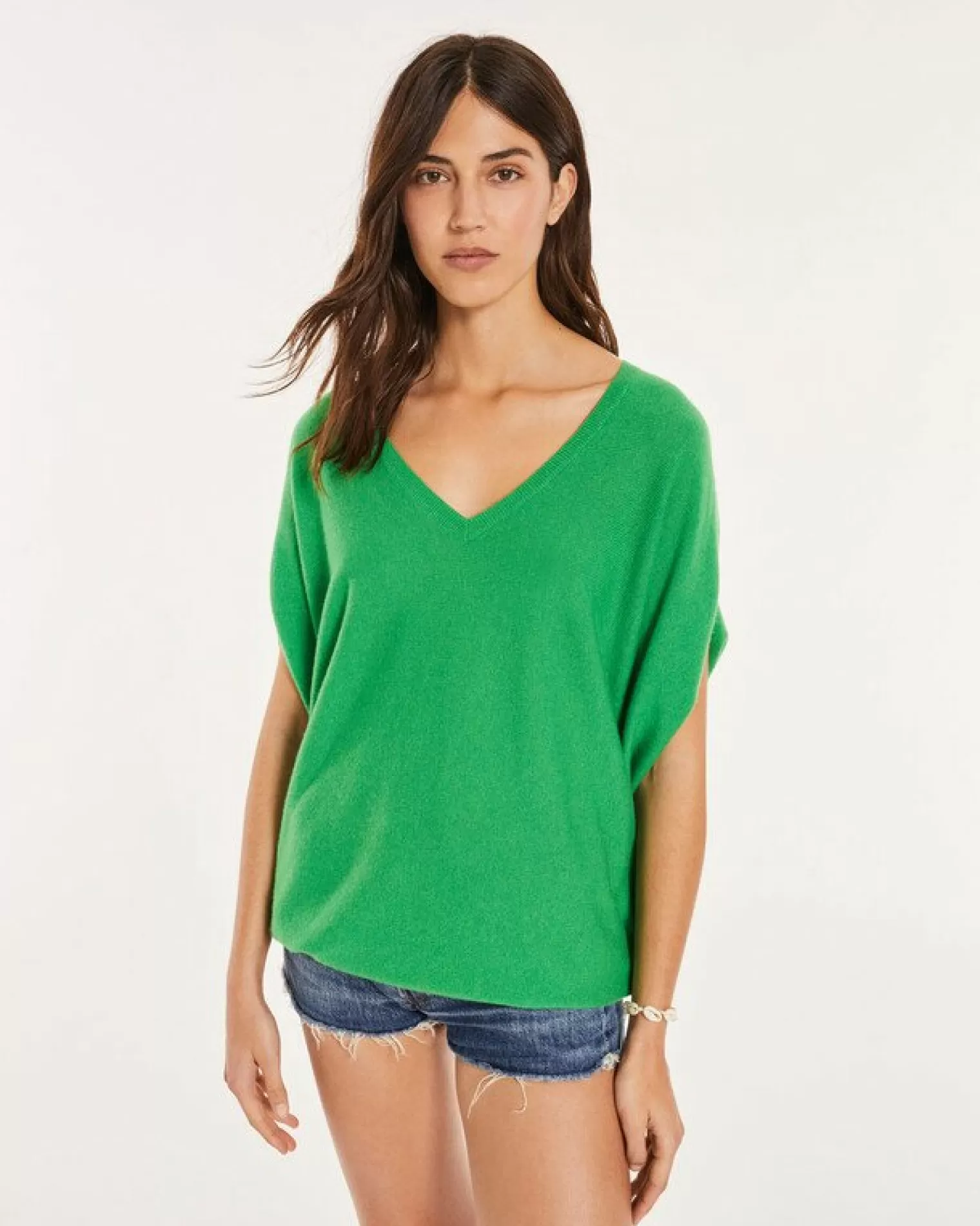 Kujten Sweaters & Sweatshirts>Oversize V-Neck Sleeveless Sweater Vert Gazon