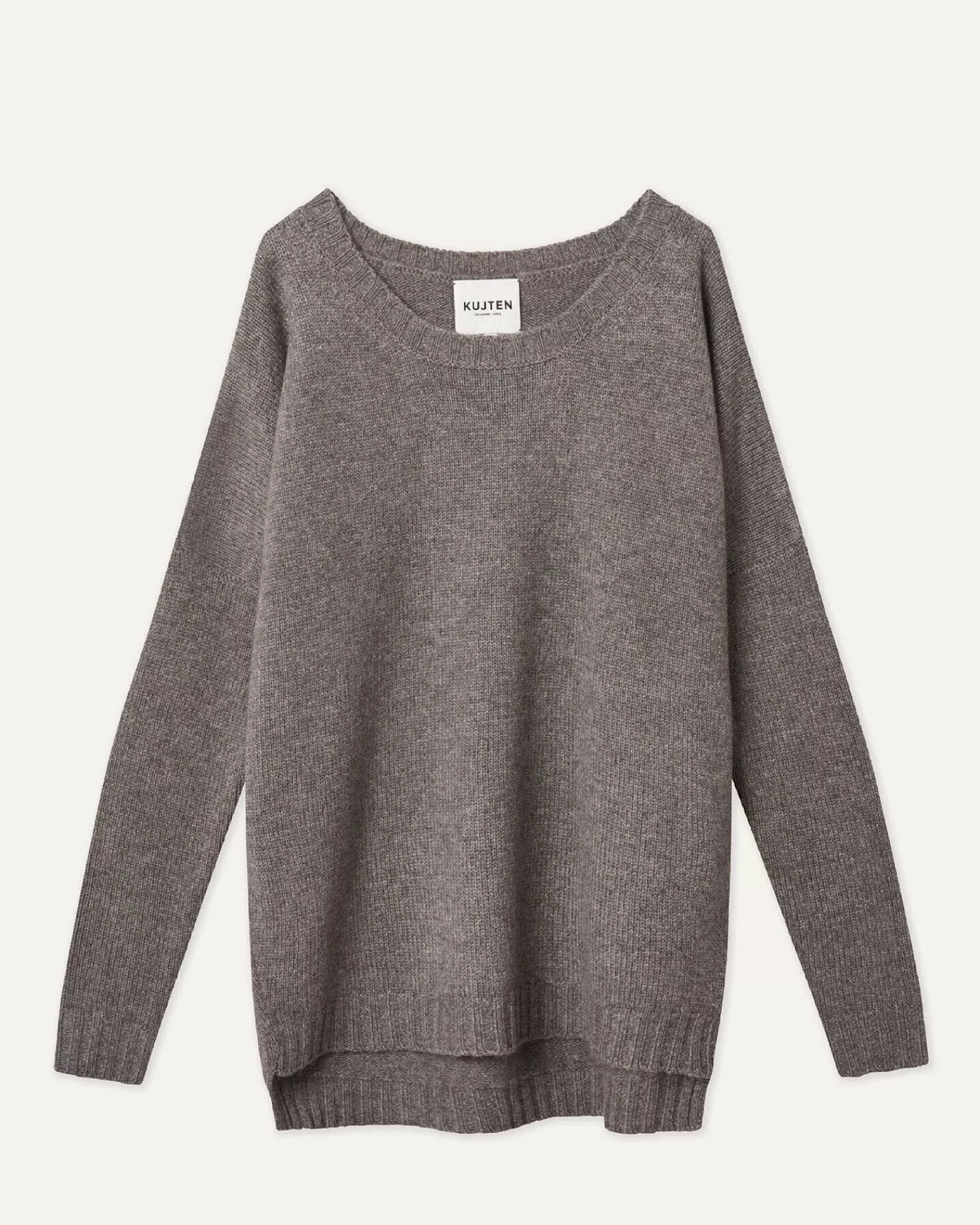 Kujten Sweaters & Sweatshirts>Oversized Cashmere Boat Neck Sweater Gris Flanelle