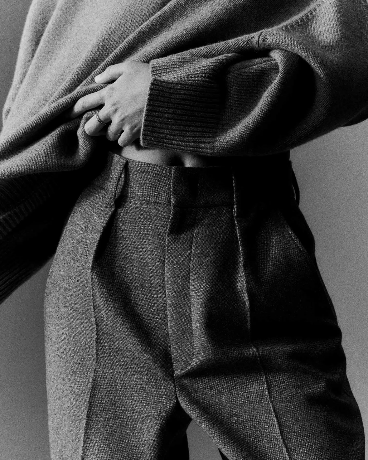 Kujten Pants & Shorts>Oversized Cashmere Pants Gris Flanelle