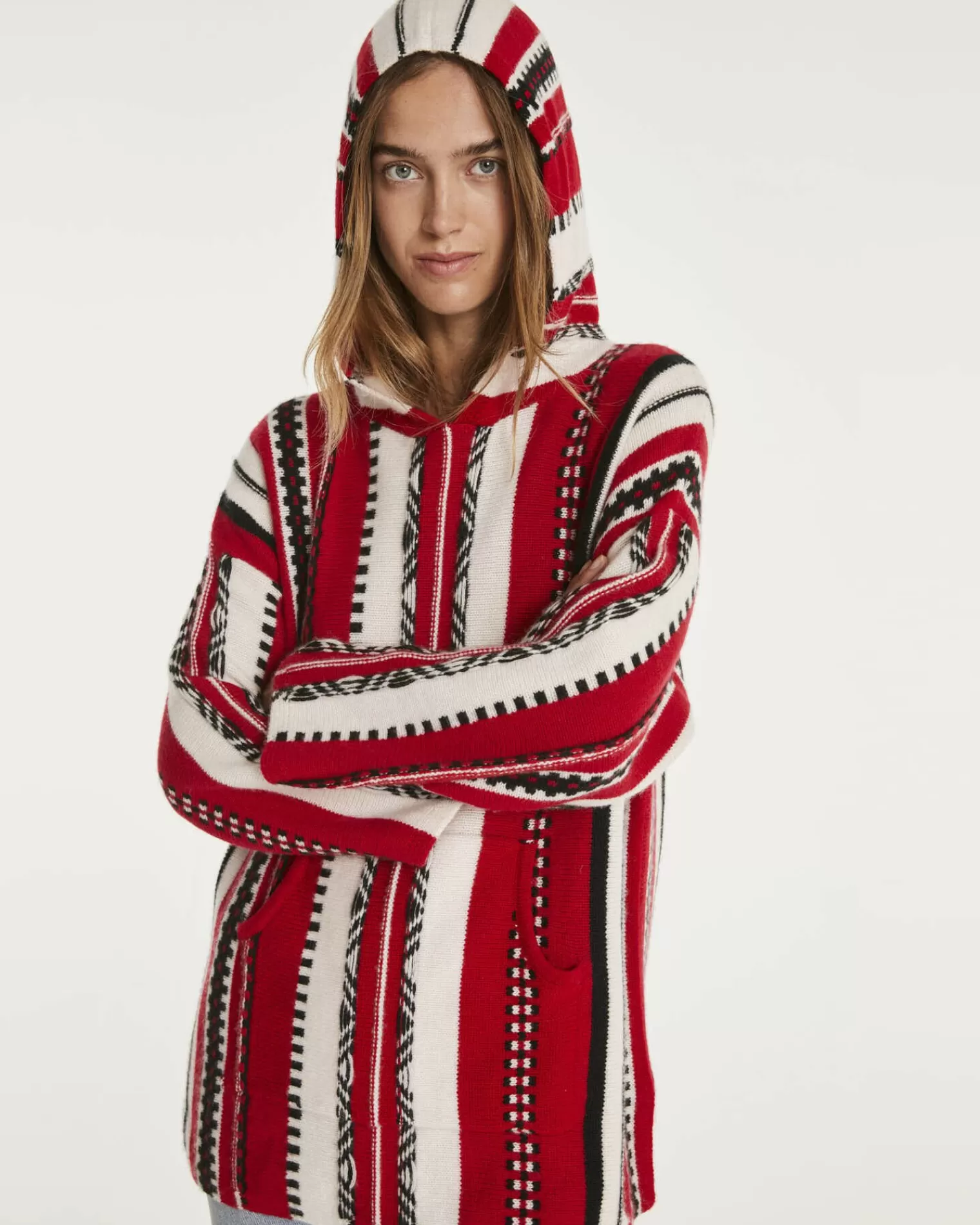 Kujten Hoodies>Oversized Cashmere Sweatshirt Rouge