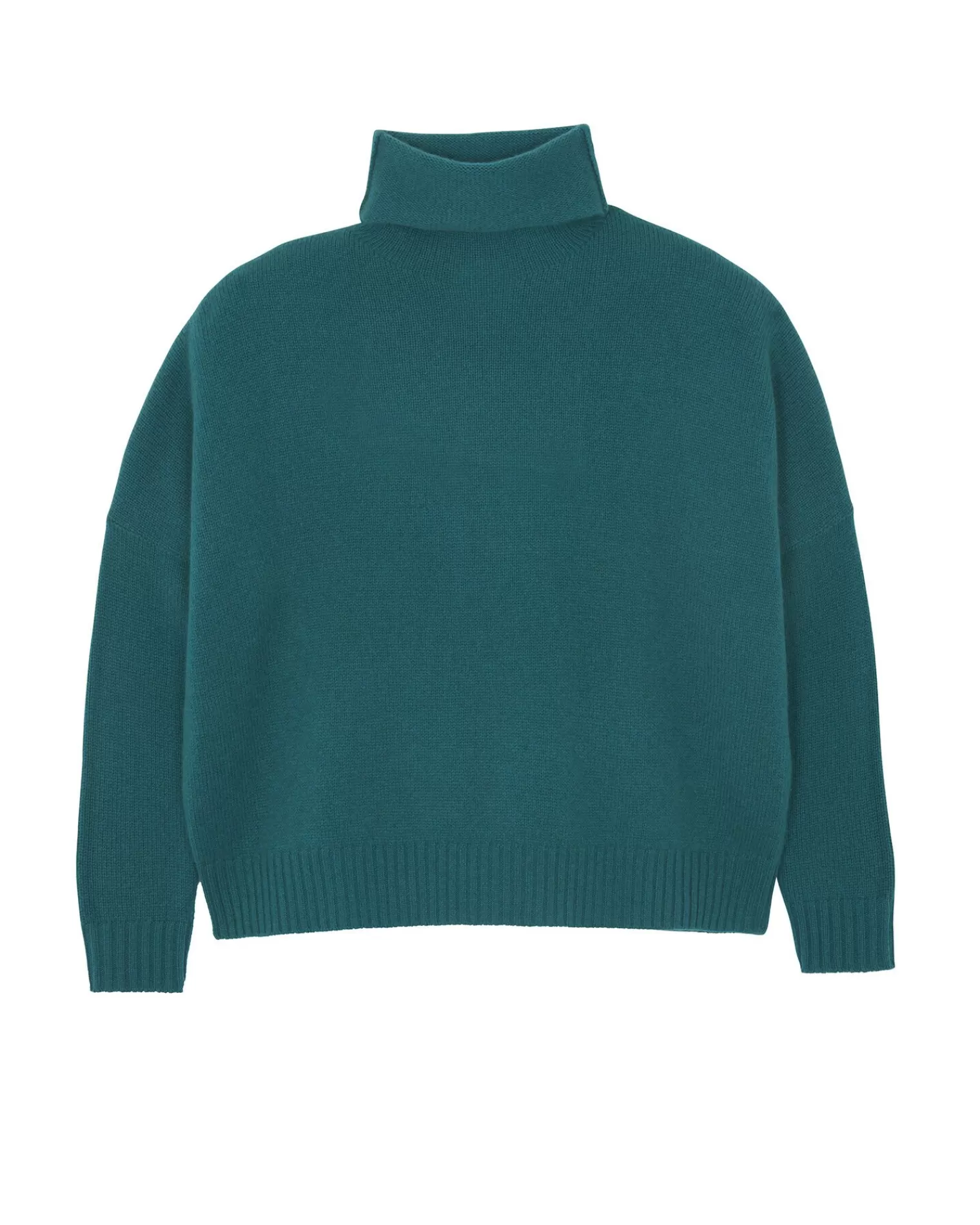 Kujten Sweaters & Sweatshirts>Oversized Chimney Neck Cashmere Sweater, 4-Threads Vert Perroquet