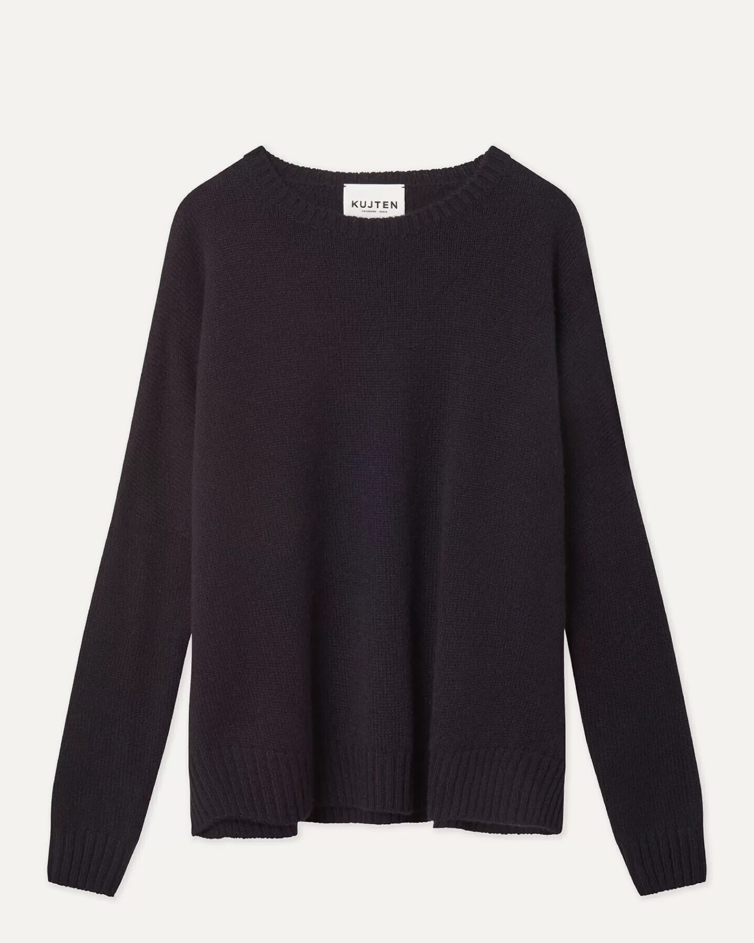 Kujten Sweaters & Sweatshirts>Oversized Round Neck Cashmere Sweater Bleu Marine Fonce