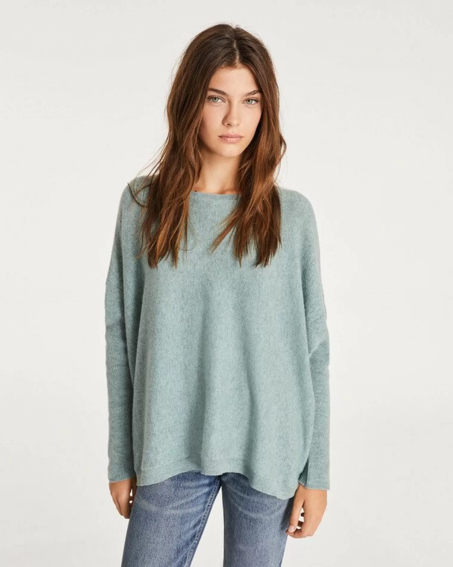 Kujten Sweaters & Sweatshirts>Oversized Round Neck Cashmere Sweater Vert Suzanne