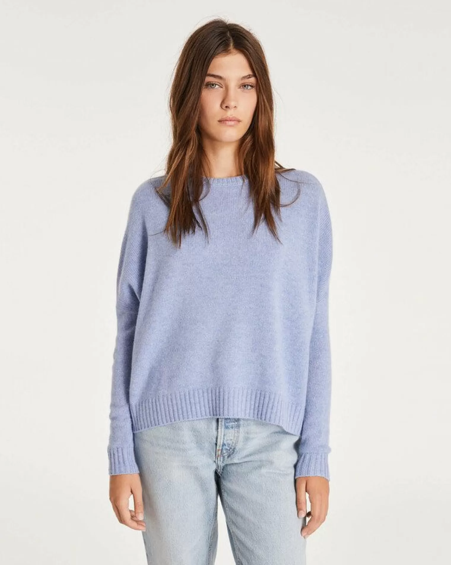 Kujten Sweaters & Sweatshirts>Oversized Round Neck Cashmere Sweater Bleu Jeans