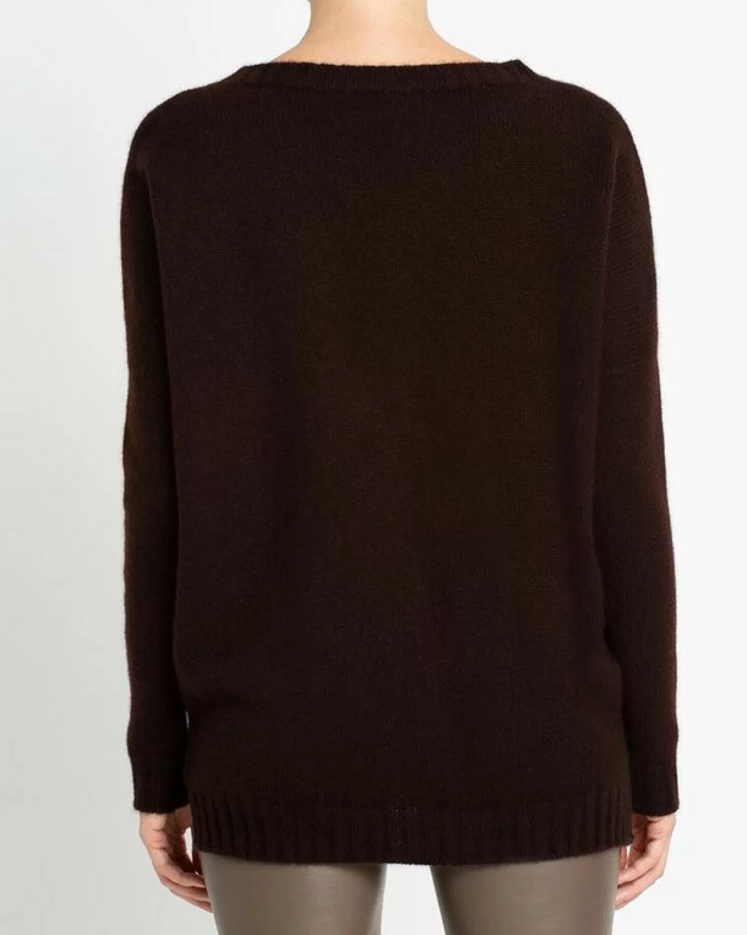 Kujten Sweaters & Sweatshirts>Oversized Round Neck Cashmere Sweater Marron Choco