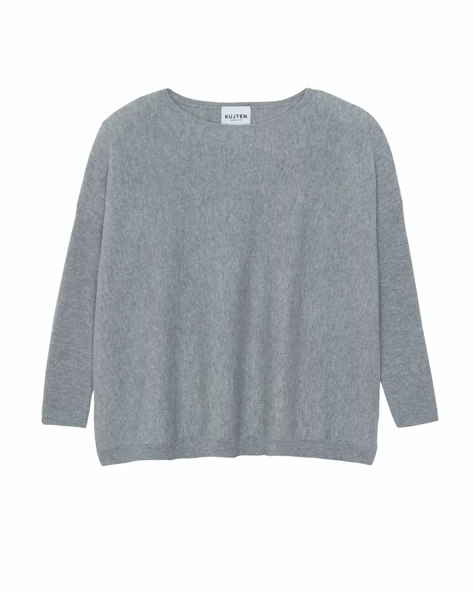 Kujten Sweaters & Sweatshirts>Oversized Round Neck Cashmere Sweater, 2-Threads Gris Chine