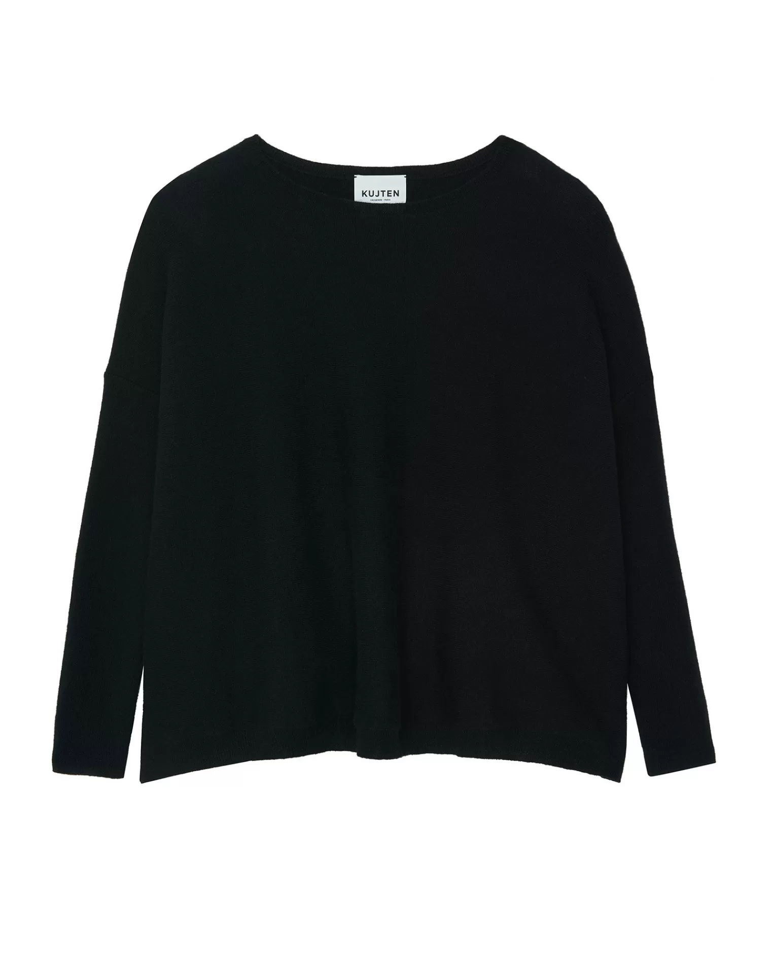 Kujten Sweaters & Sweatshirts>Oversized Round Neck Cashmere Sweater, 2-Threads Noir