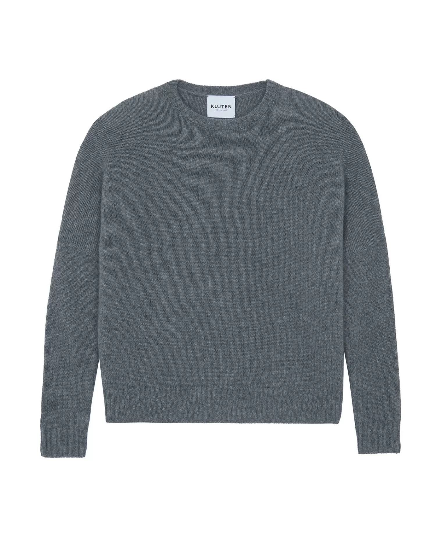 Kujten Sweaters & Sweatshirts>Oversized Round Neck Cashmere Sweater, 2-Threads Gris Flanelle