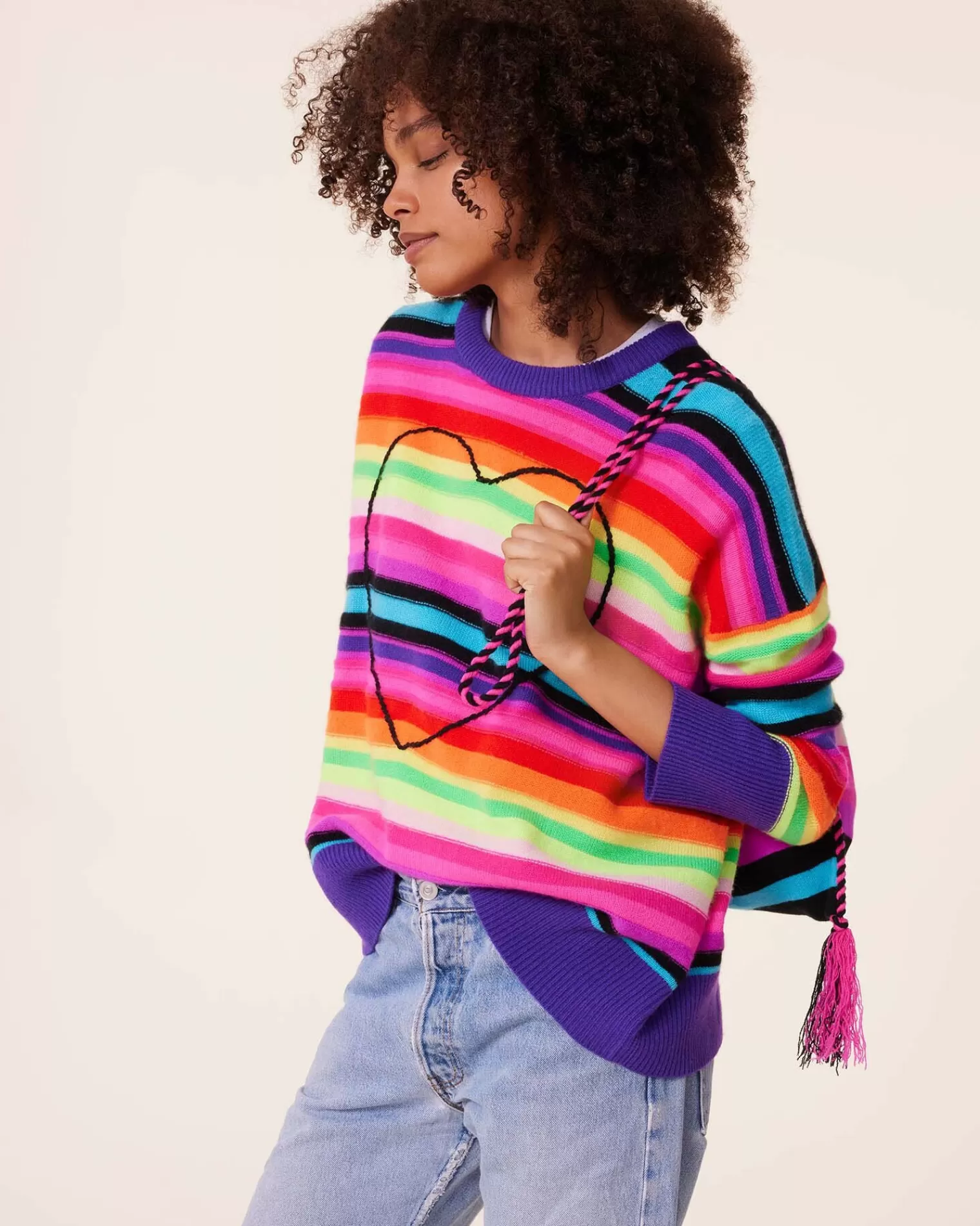 Kujten Sweaters & Sweatshirts>Oversized Round Neck Cashmere Sweater, 4-Threads Multicolore