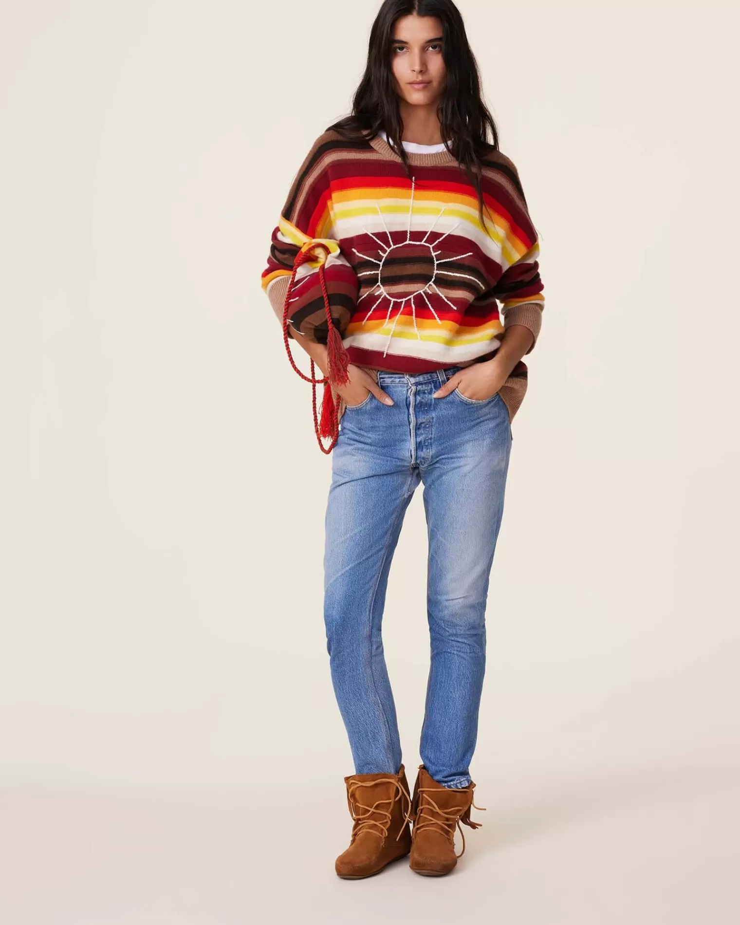 Kujten Sweaters & Sweatshirts>Oversized Round Neck Cashmere Sweater, 4-Threads Camelo