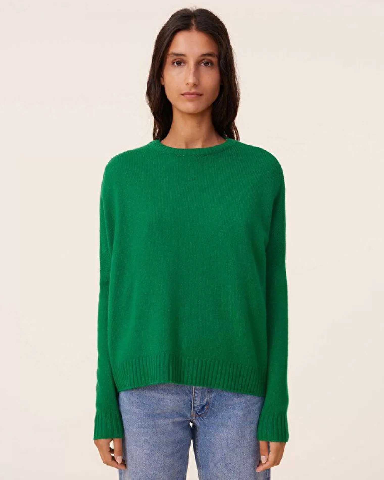 Kujten Sweaters & Sweatshirts>Oversized Round Neck Cashmere Sweater, 4-Threads Vert Imperial