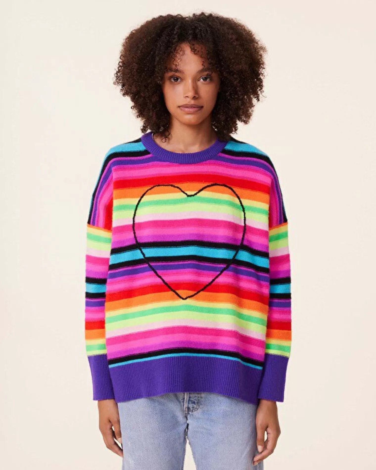 Kujten Sweaters & Sweatshirts>Oversized Round Neck Cashmere Sweater, 4-Threads Multicolore