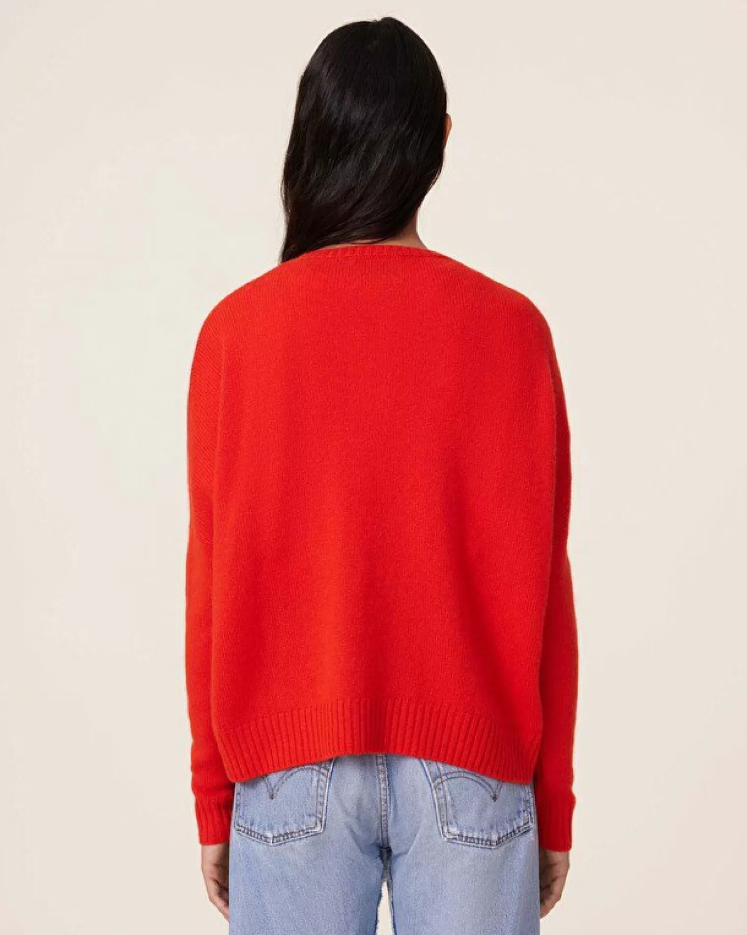 Kujten Sweaters & Sweatshirts>Oversized Round Neck Cashmere Sweater, 4-Threads Orange Rosso