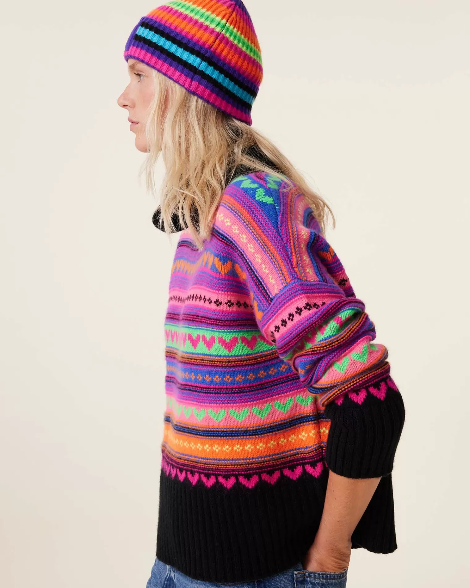 Kujten Sweaters & Sweatshirts>Oversized Turtleneck Cashmere Hoodie, 8-Threads Multicolore